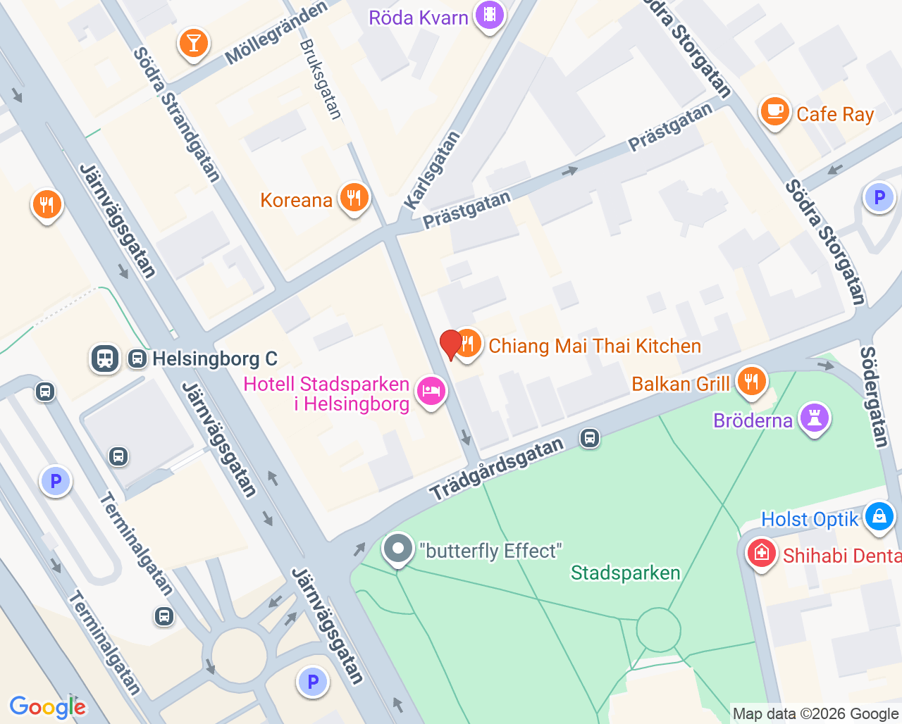 Karta till Barn- och ungdomspsykiatrimottagning första linjen Helsingborg