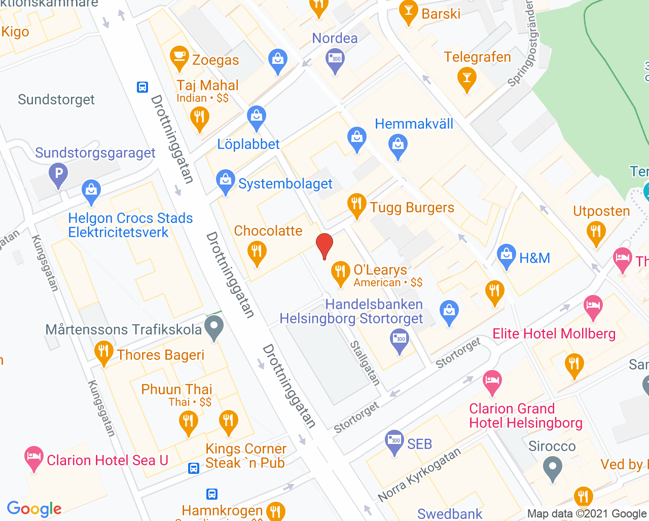 Karta till Rådhustorgets ÖNH-praktik, Helsingborg