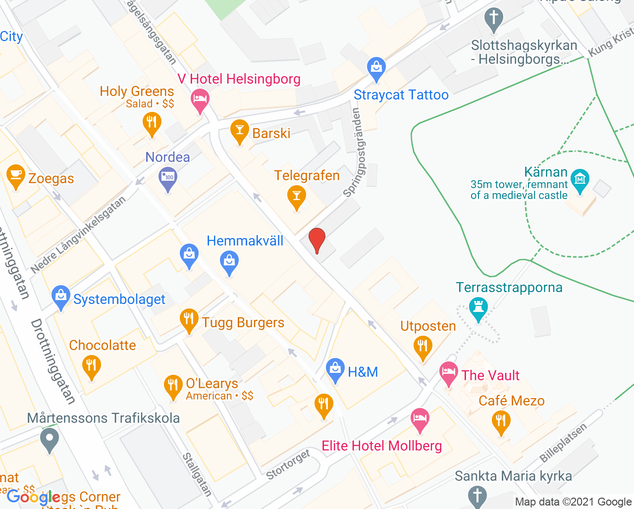 Karta till Tandläkarkliniken Persson AB, Helsingborg