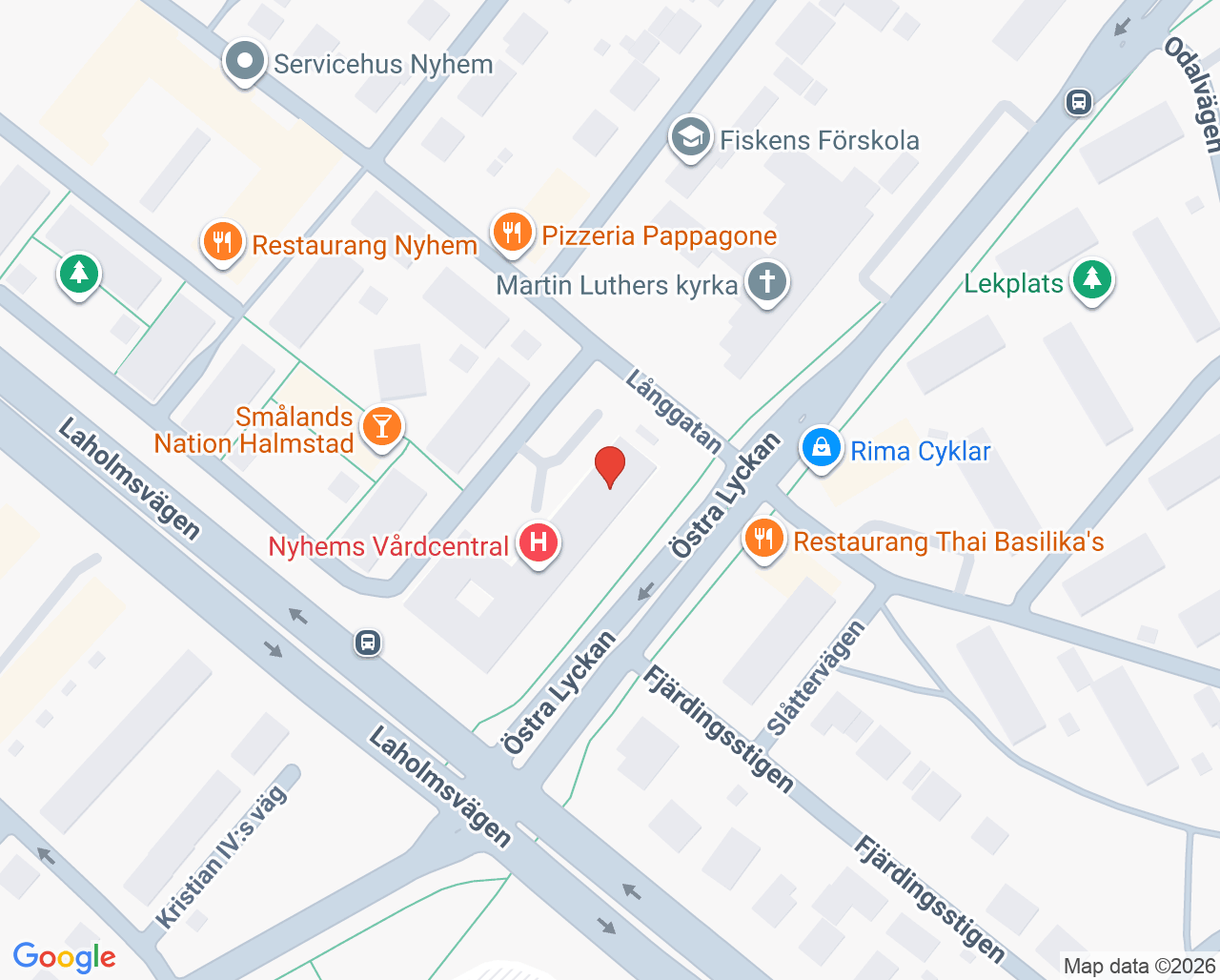 Karta till Sprututbytesmottagningen Halmstad
