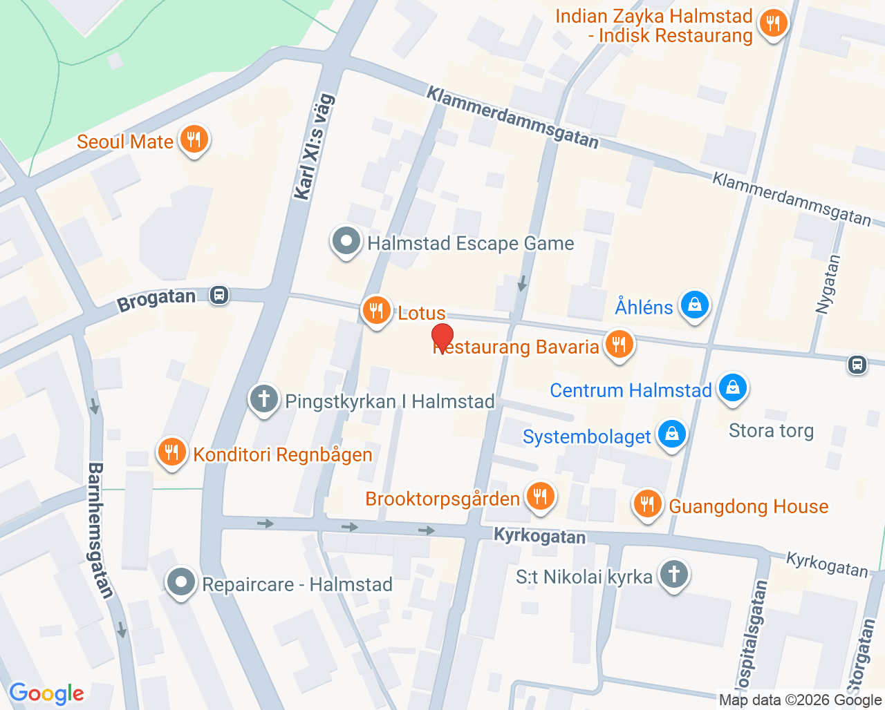 Karta till Arbetsterapin Capio Vårdcentral Halmstad