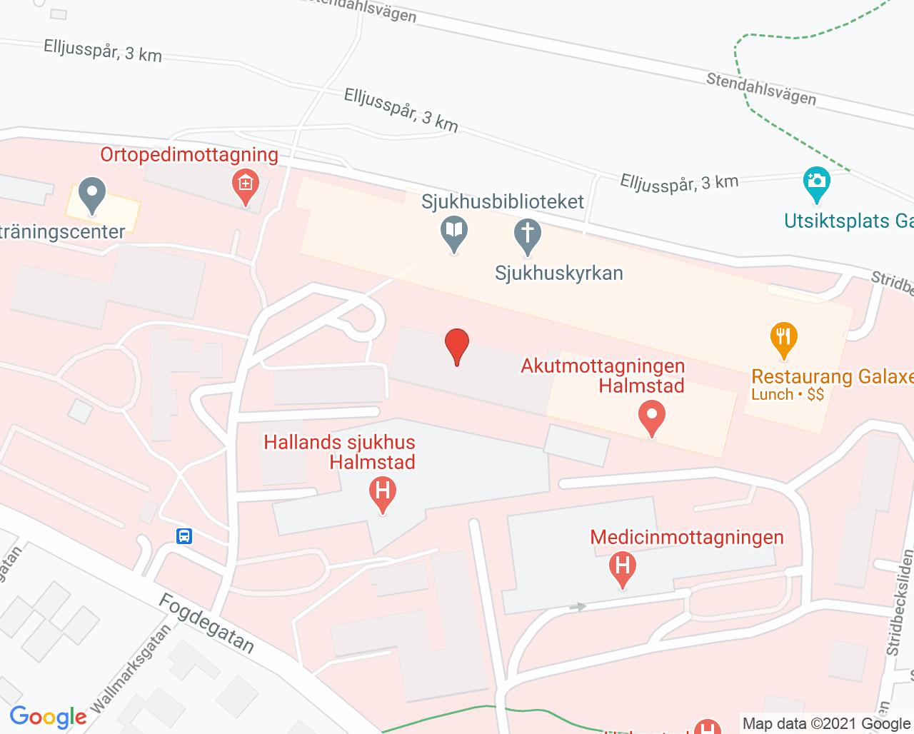 Karta till Förlossningsavdelningen Hallands sjukhus Halmstad