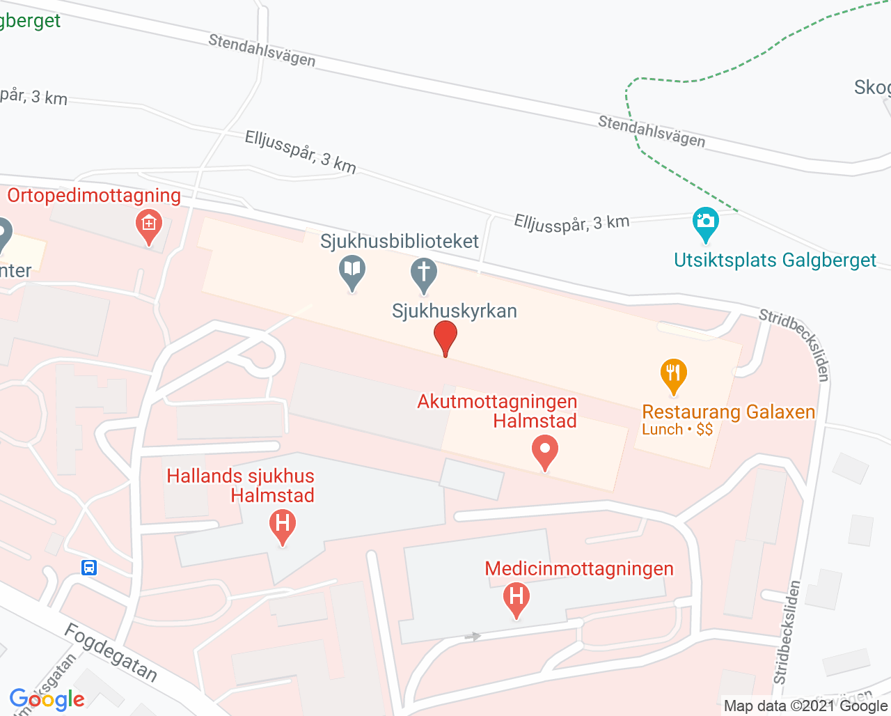 Karta till Intensivvårdsavdelningen Hallands sjukhus Halmstad