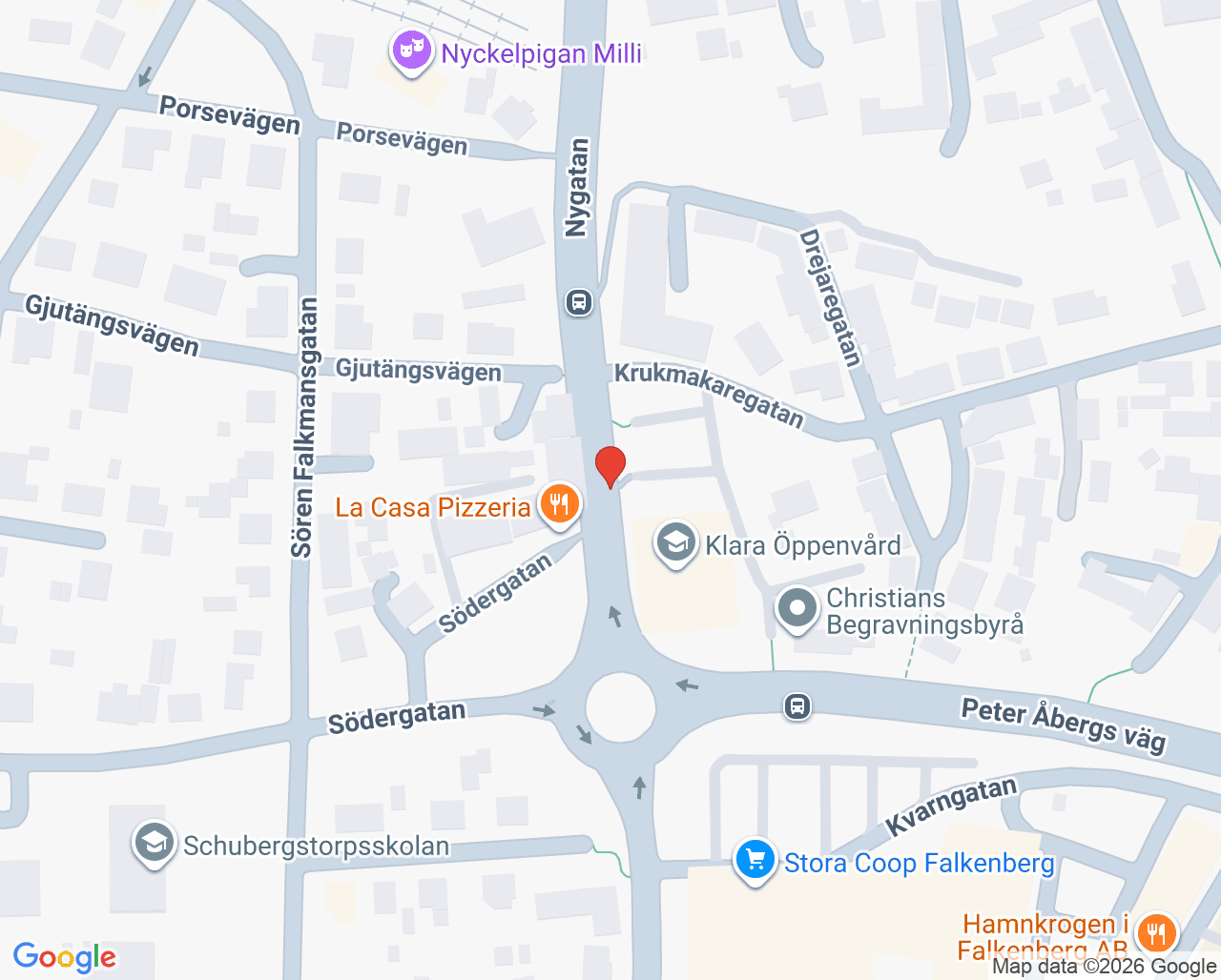 Karta till Fysioterapin Laurentiuskliniken, Falkenberg