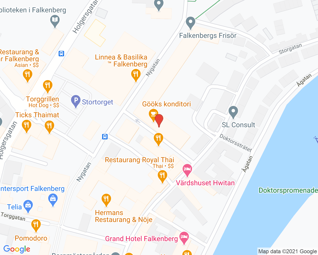 Karta till Synsam Falkenberg