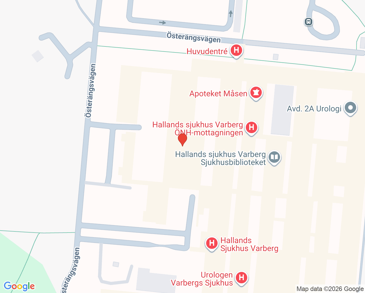 Karta till BB-mottagningen Hallands sjukhus Varberg