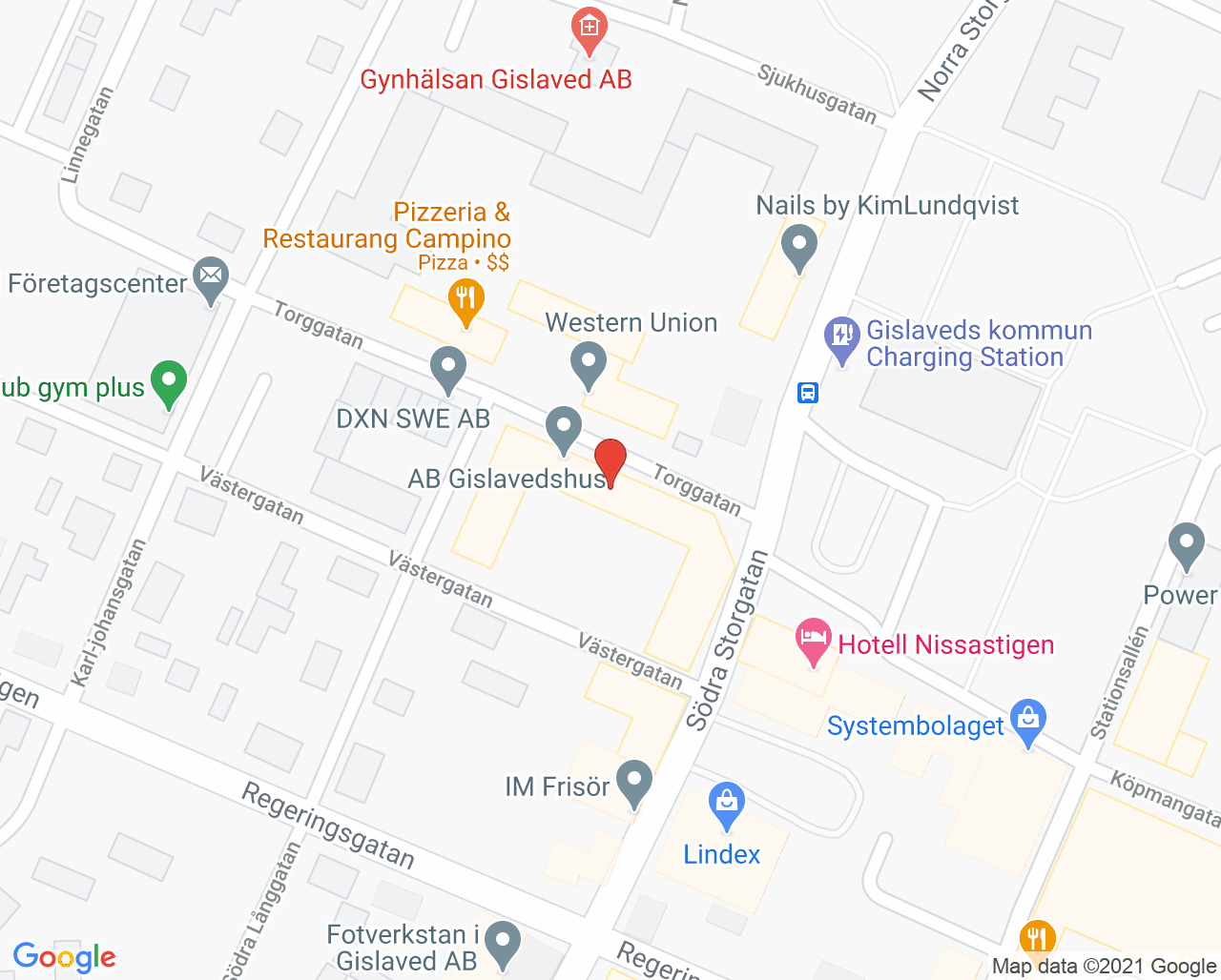 Karta till Synsam Gislaved