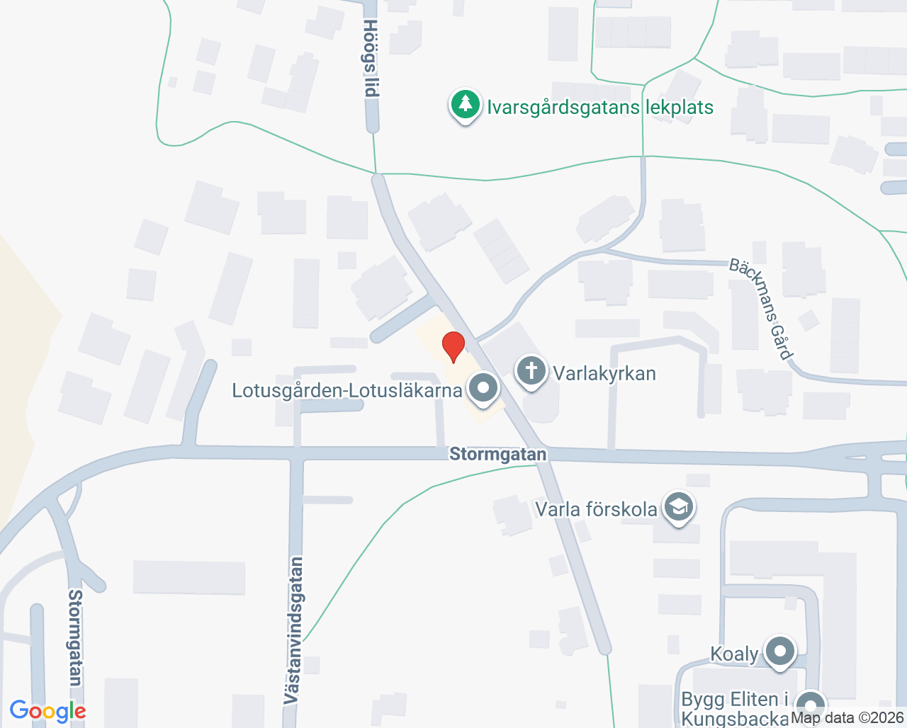 Karta till Mellbystrands sjukgymnastik, Kungsbacka