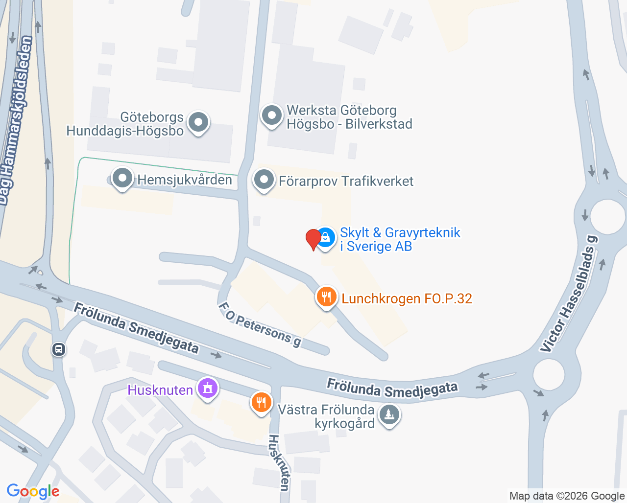 Karta till LARO-mottagning 1 Högsbo, Göteborg
