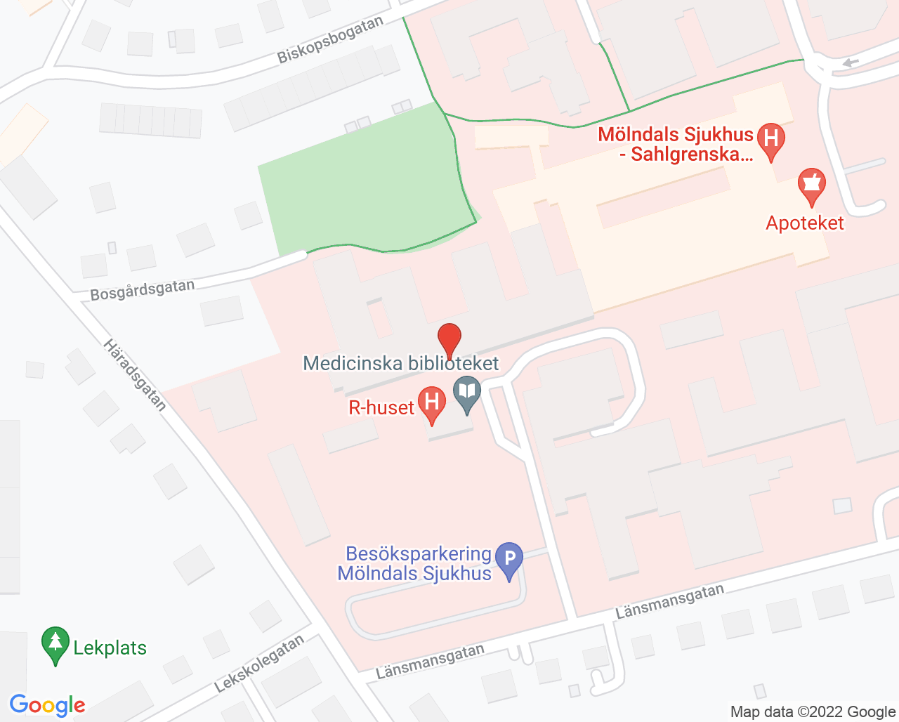 Karta till Centrum för avancerad rekonstruktion av extremiteter mottagning, Mölndal