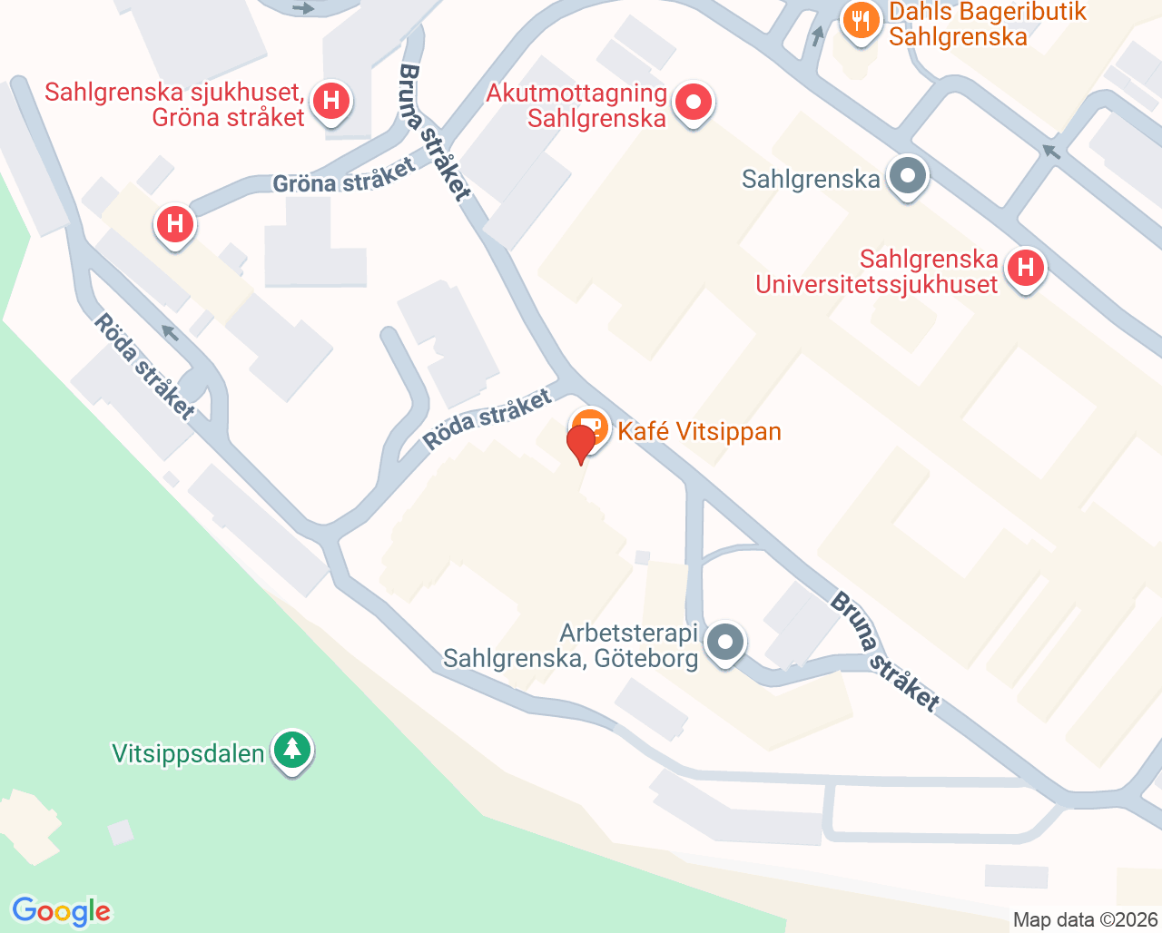 Karta till Hematologimottagning Sahlgrenska, Göteborg