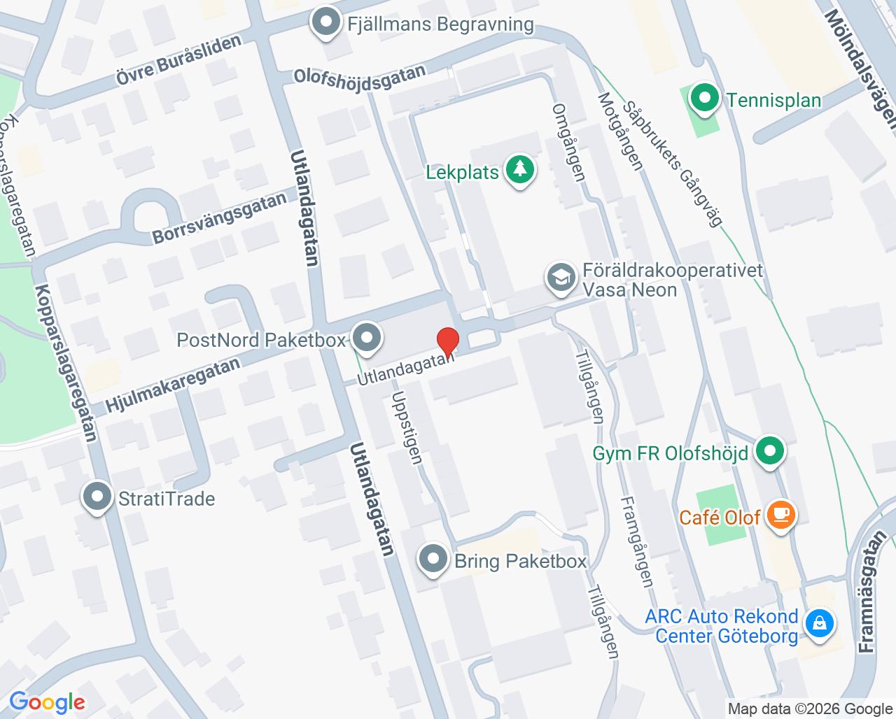 Karta till Tandläkargruppen Utlandagatan, Göteborg