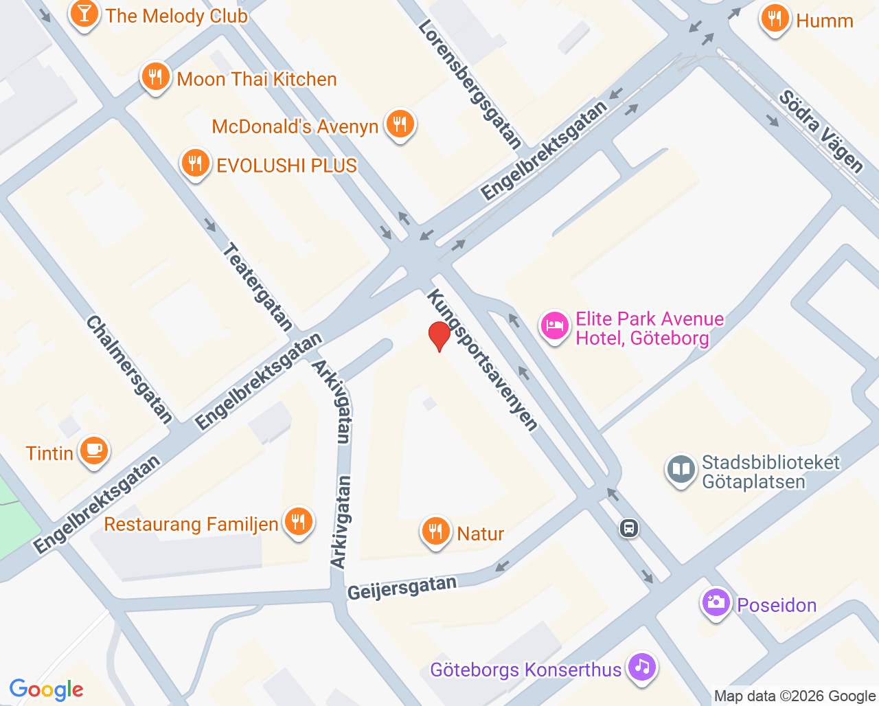 Karta till Götaplatsens Tandvård, Göteborg