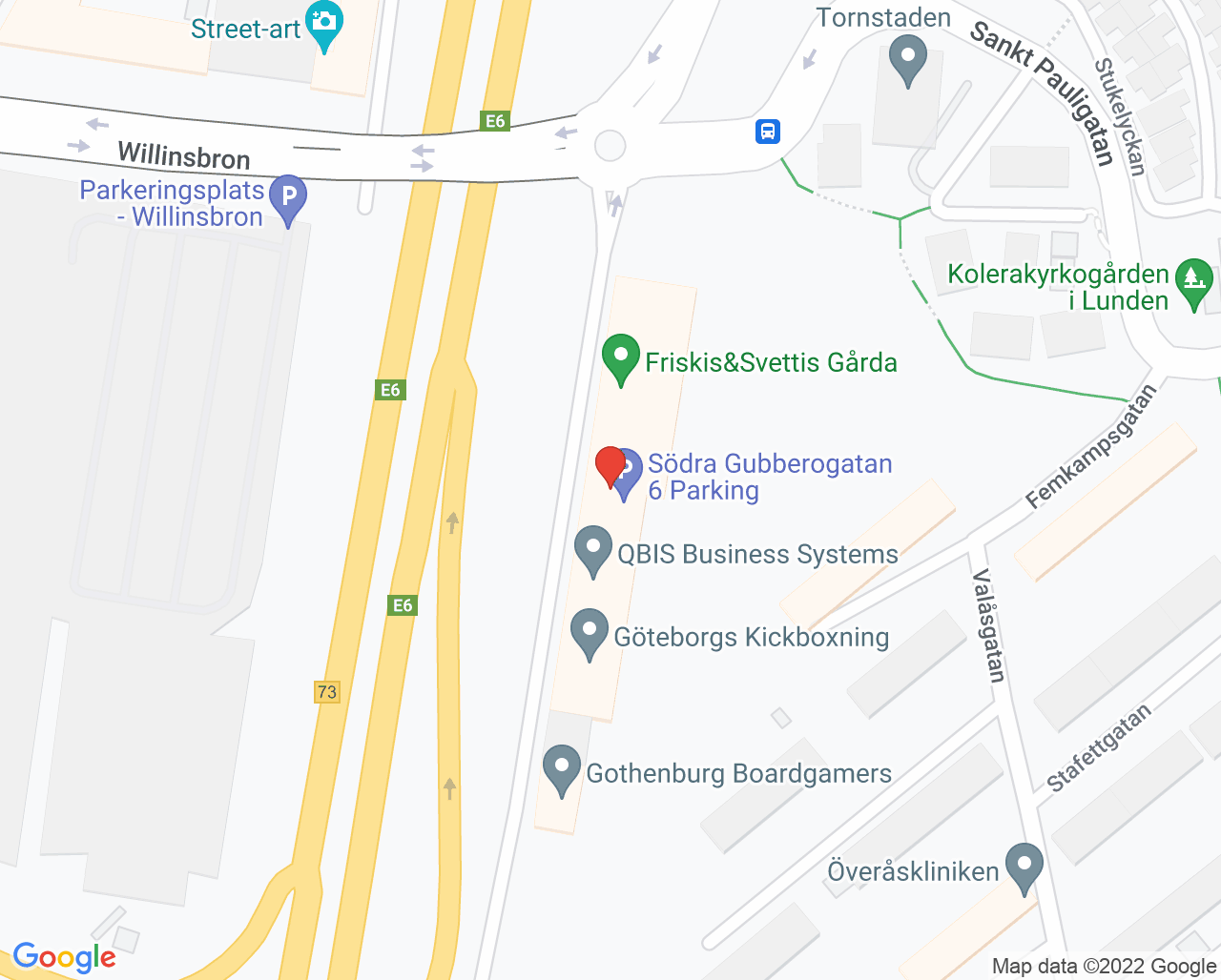 Karta till Hörhjälpmedelsmottagning Göteborg, Göteborg