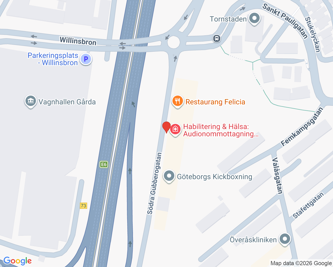 Karta till Audionommottagning Göteborg, Göteborg