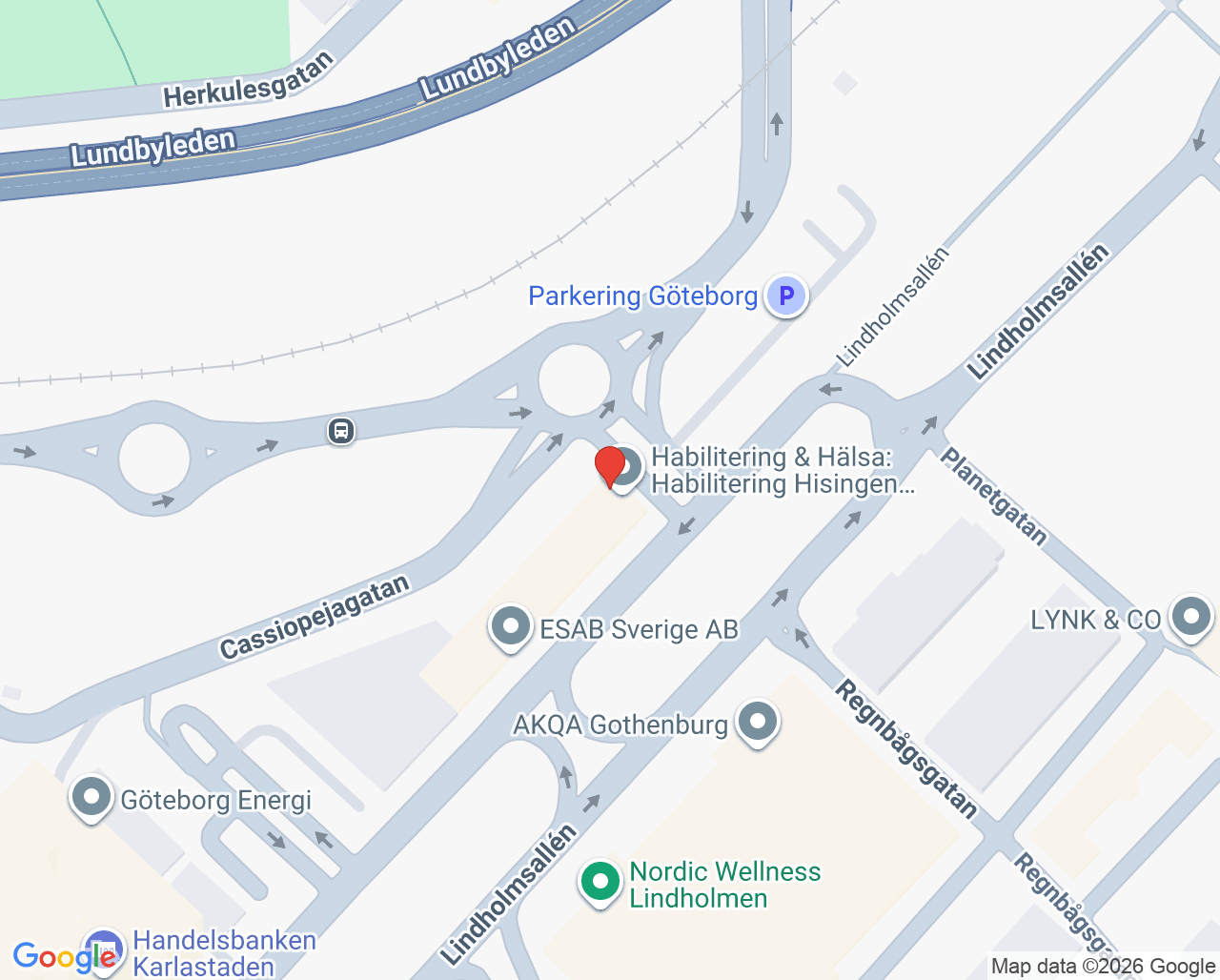 Karta till Habilitering Hisingen barn och ungdom, Göteborg