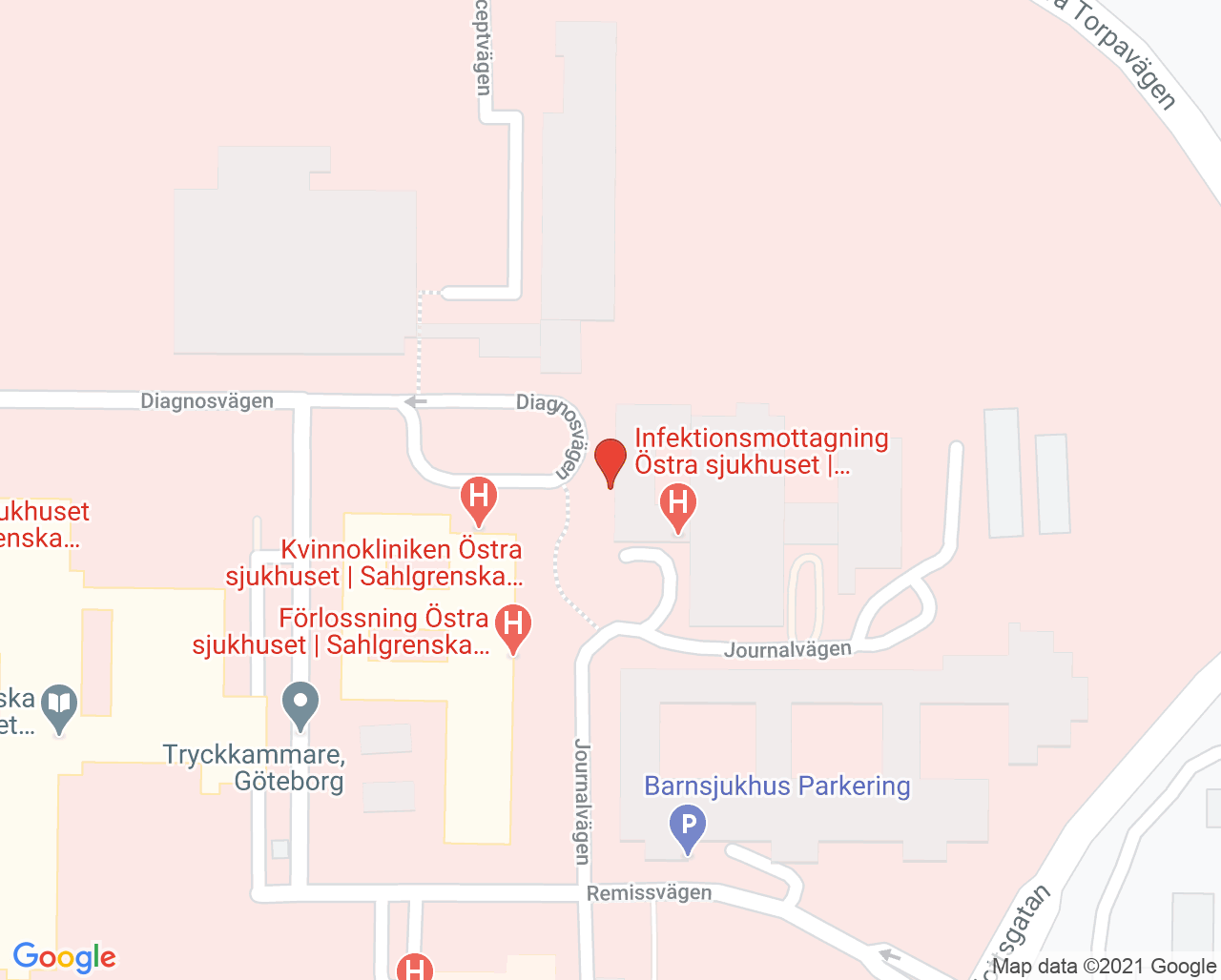 Karta till Dialysmottagning Östra, Göteborg