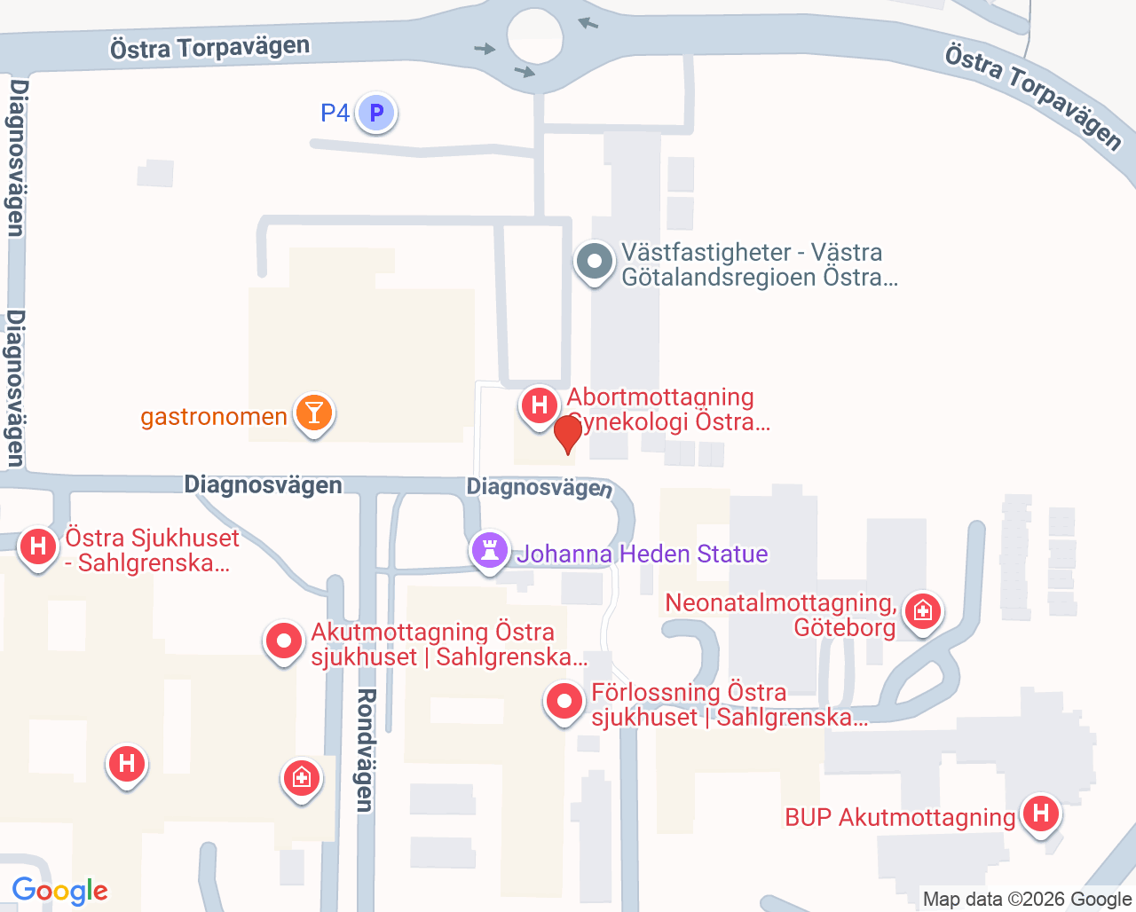 Karta till Inskrivningsmottagning kejsarsnitt, Göteborg
