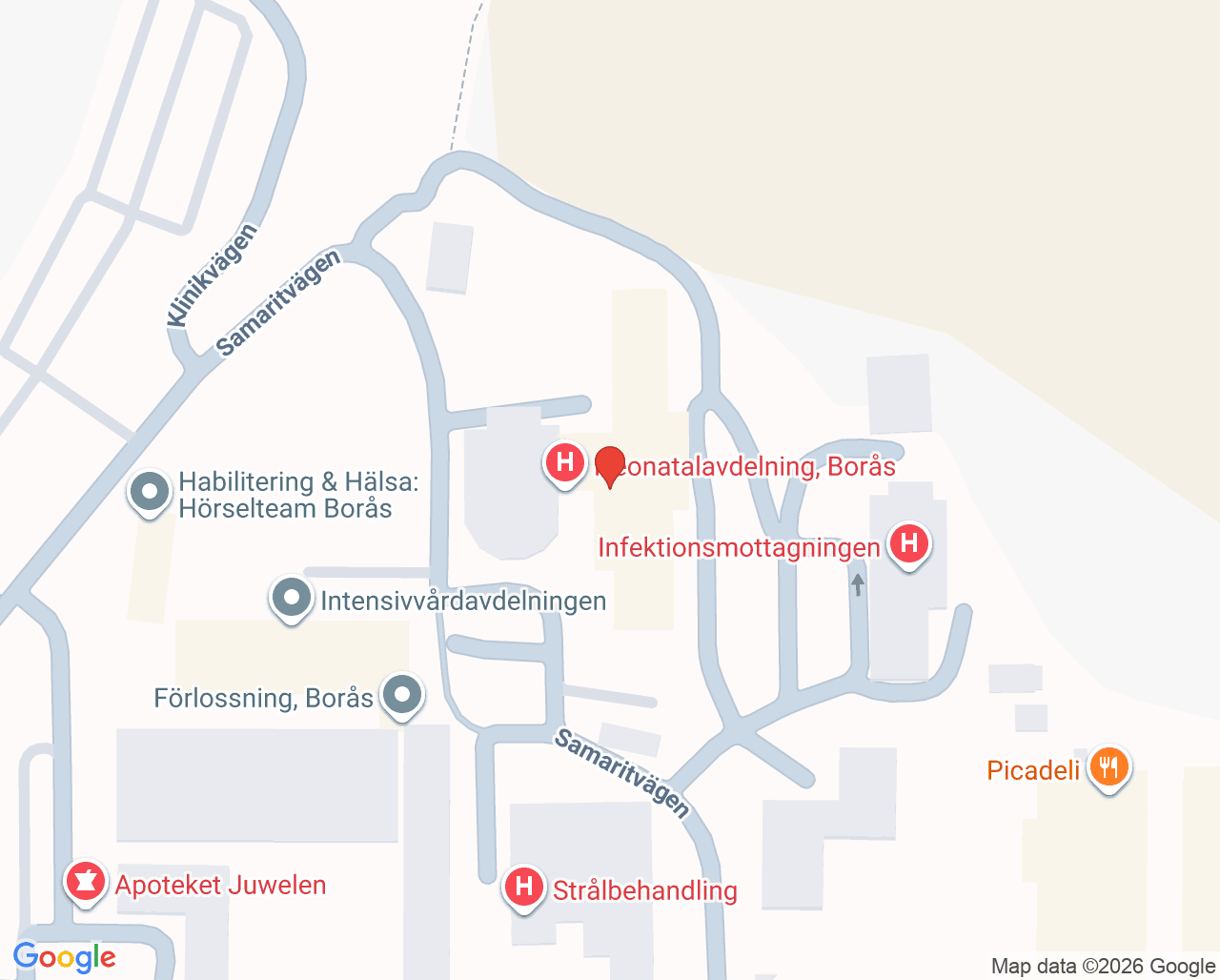 Karta till Rehabmedicin arbetsterapi, Borås