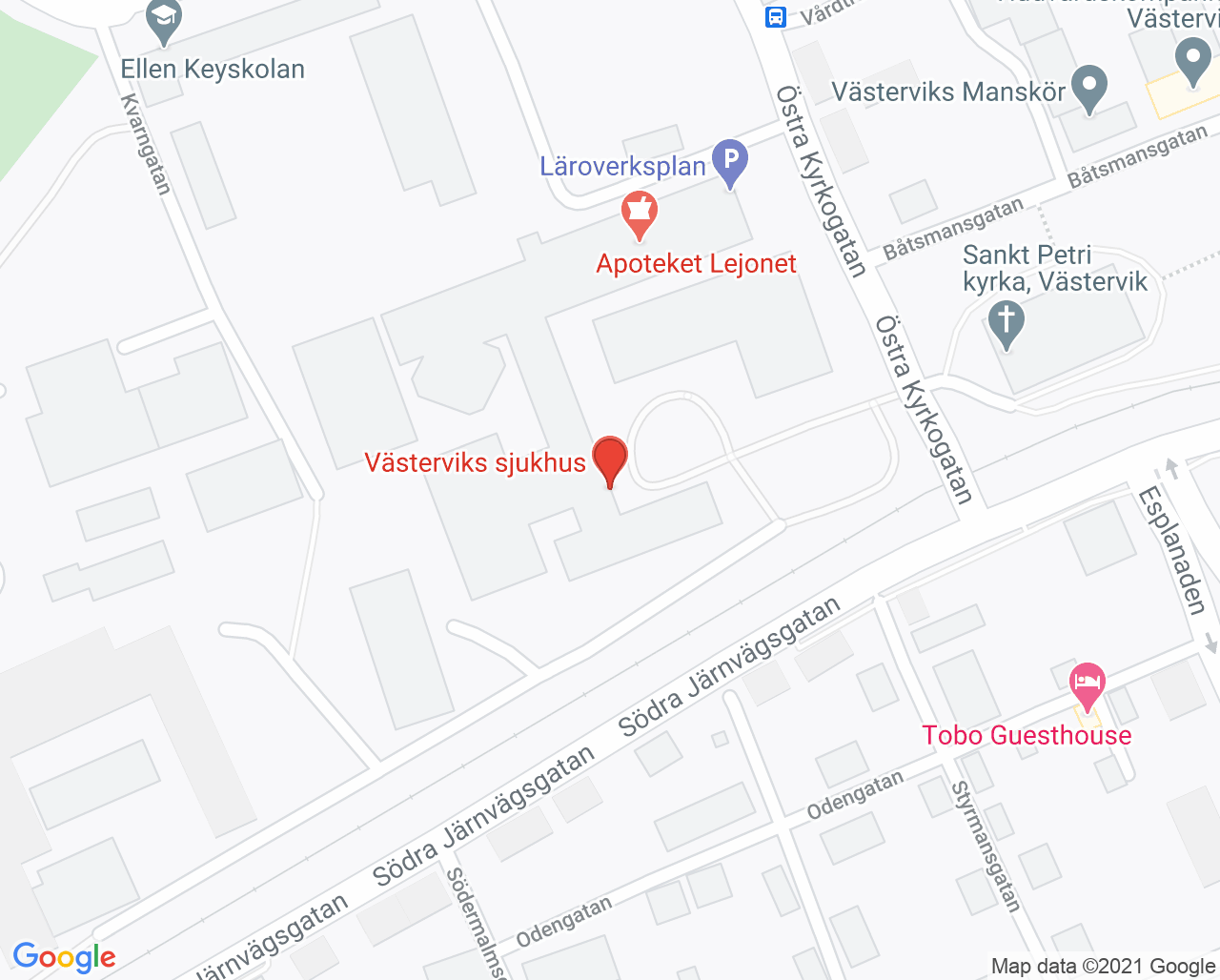 Karta till Blodcentralen Västervik