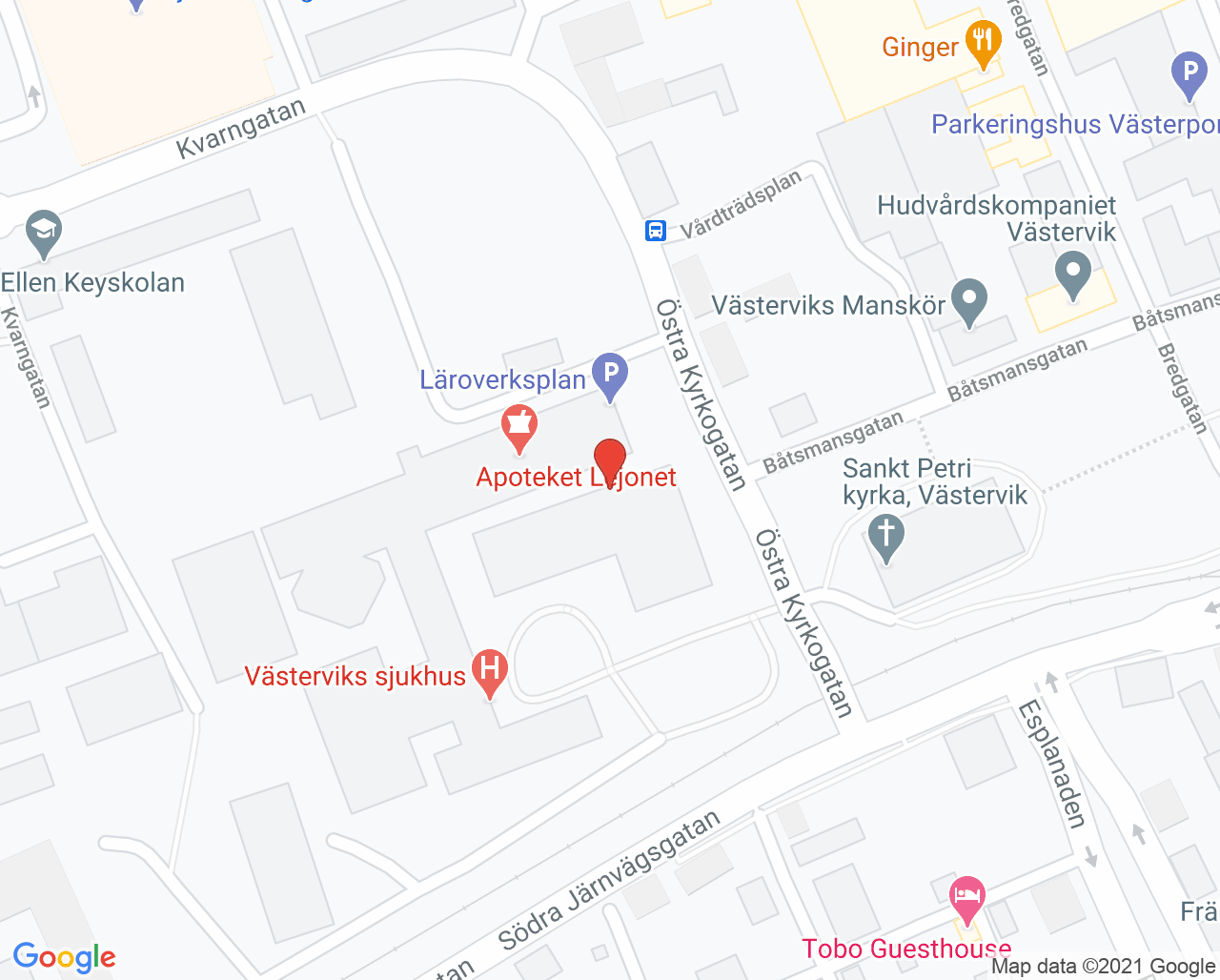 Karta till Förlossningen Västervik