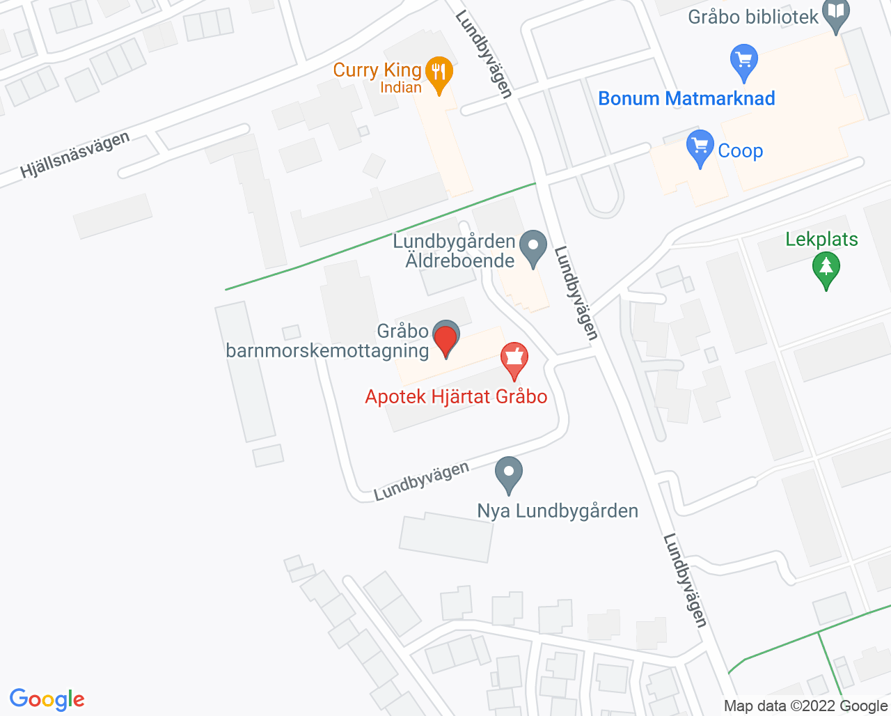 Karta till Närhälsan Gråbo vårdcentral, Gråbo