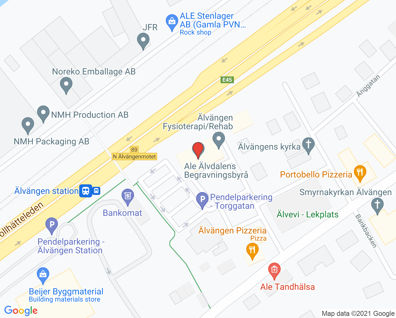 Karta till Älvängen Fysioterapi Rehab