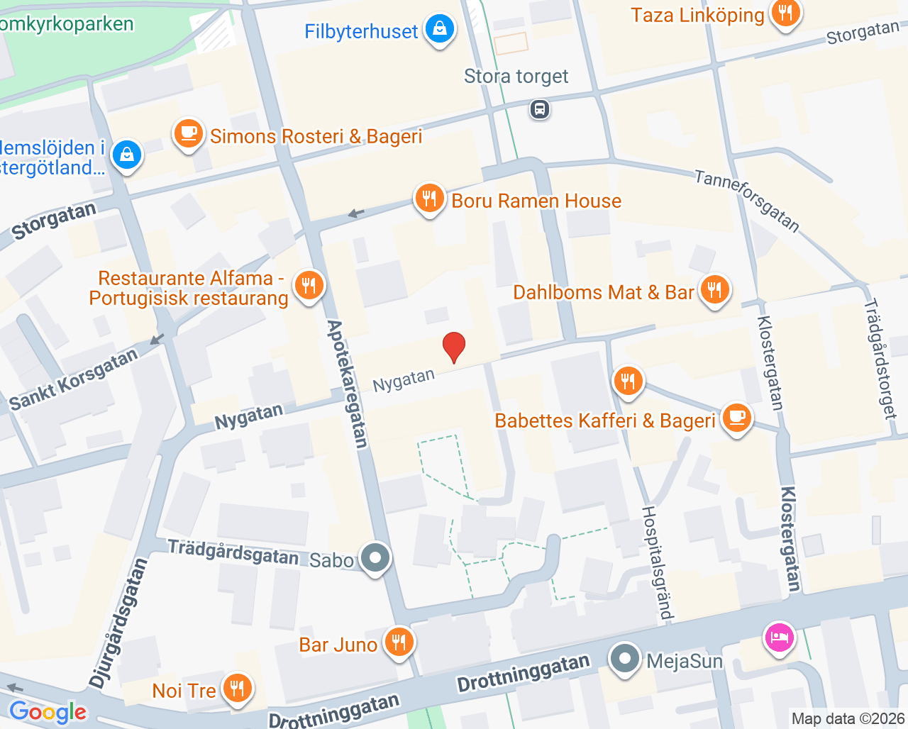 Karta till Vårdcentralen Nygatan, Linköping