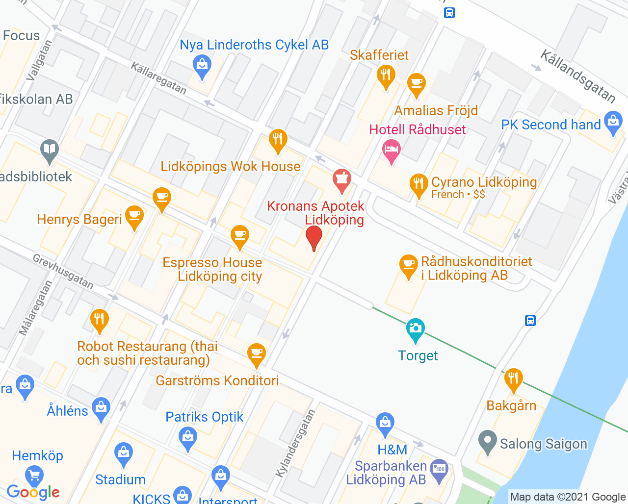 Karta till Synsam Lidköping