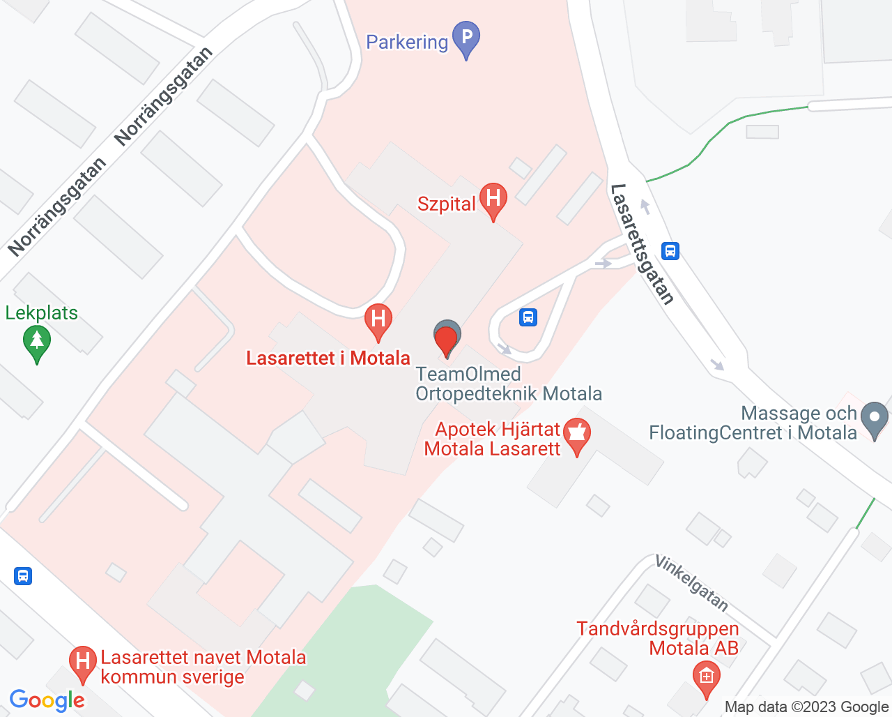 Karta till Hjärt- och KOL-mottagningen Motala, Rehab väst