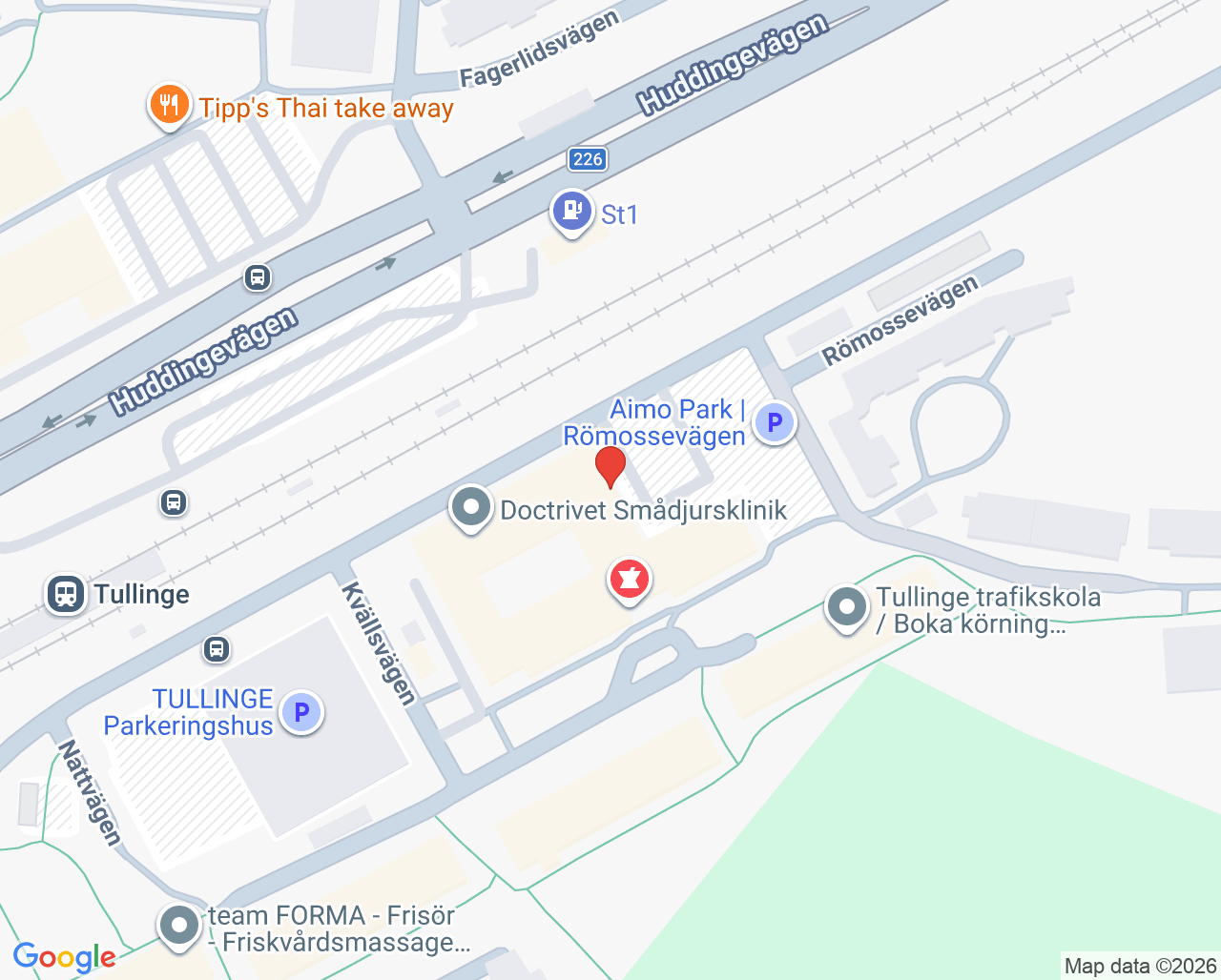 Karta till Habiliteringscenter Tullinge vuxna, Habilitering och Hälsa