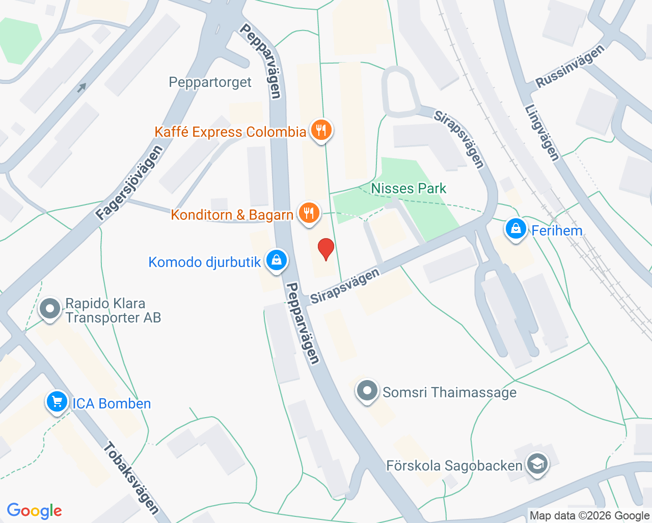 Karta till Vårdcentralen Hökarängen