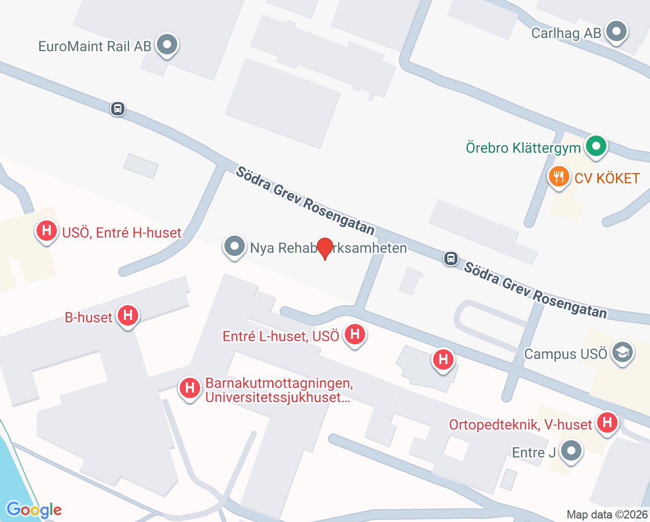 Karta till Akutmottagningen Universitetssjukhuset Örebro, Örebro