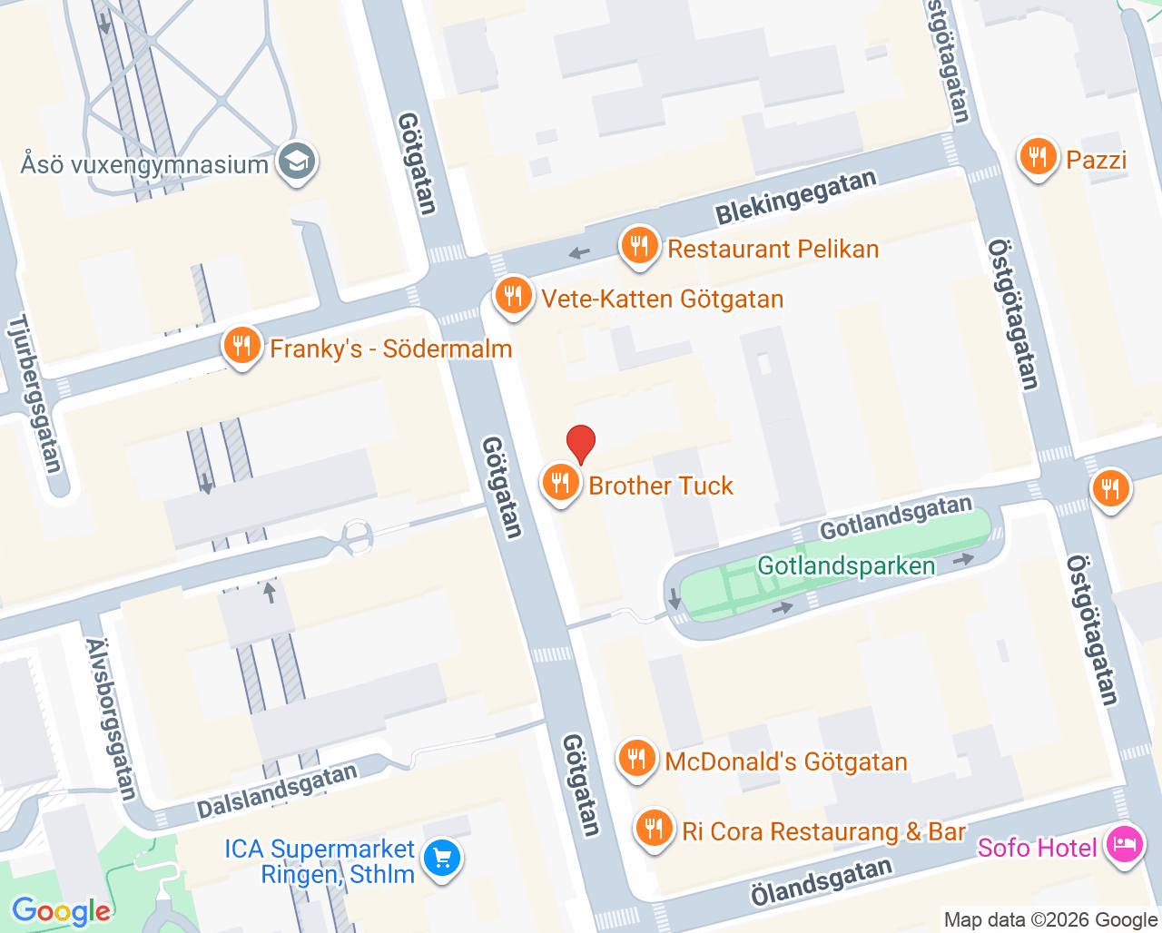 Karta till Synsam Stockholm Götgatan