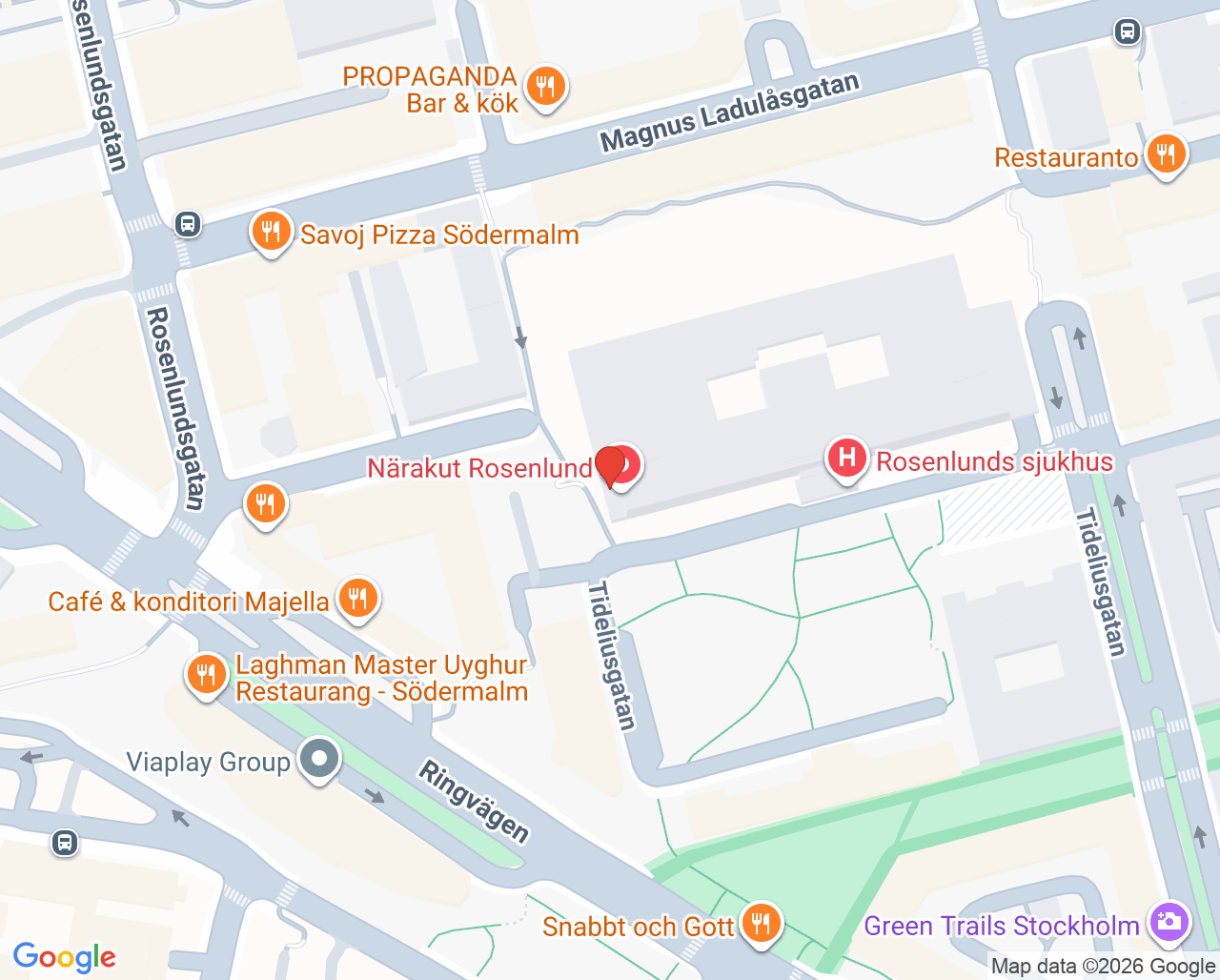 Karta till Närakut Rosenlund