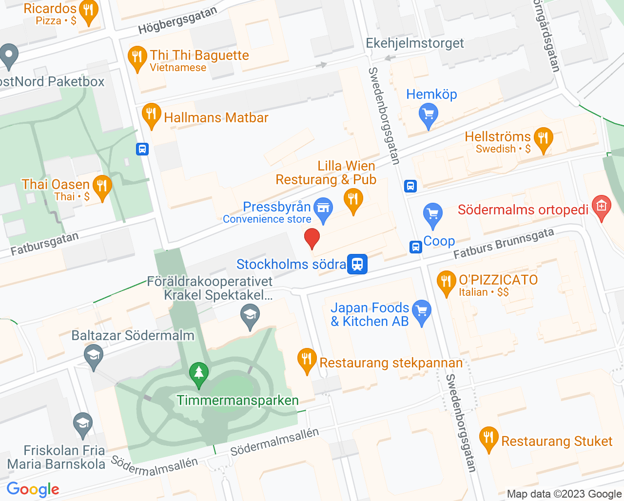 Karta till Bröstcentrum, Södersjukhuset
