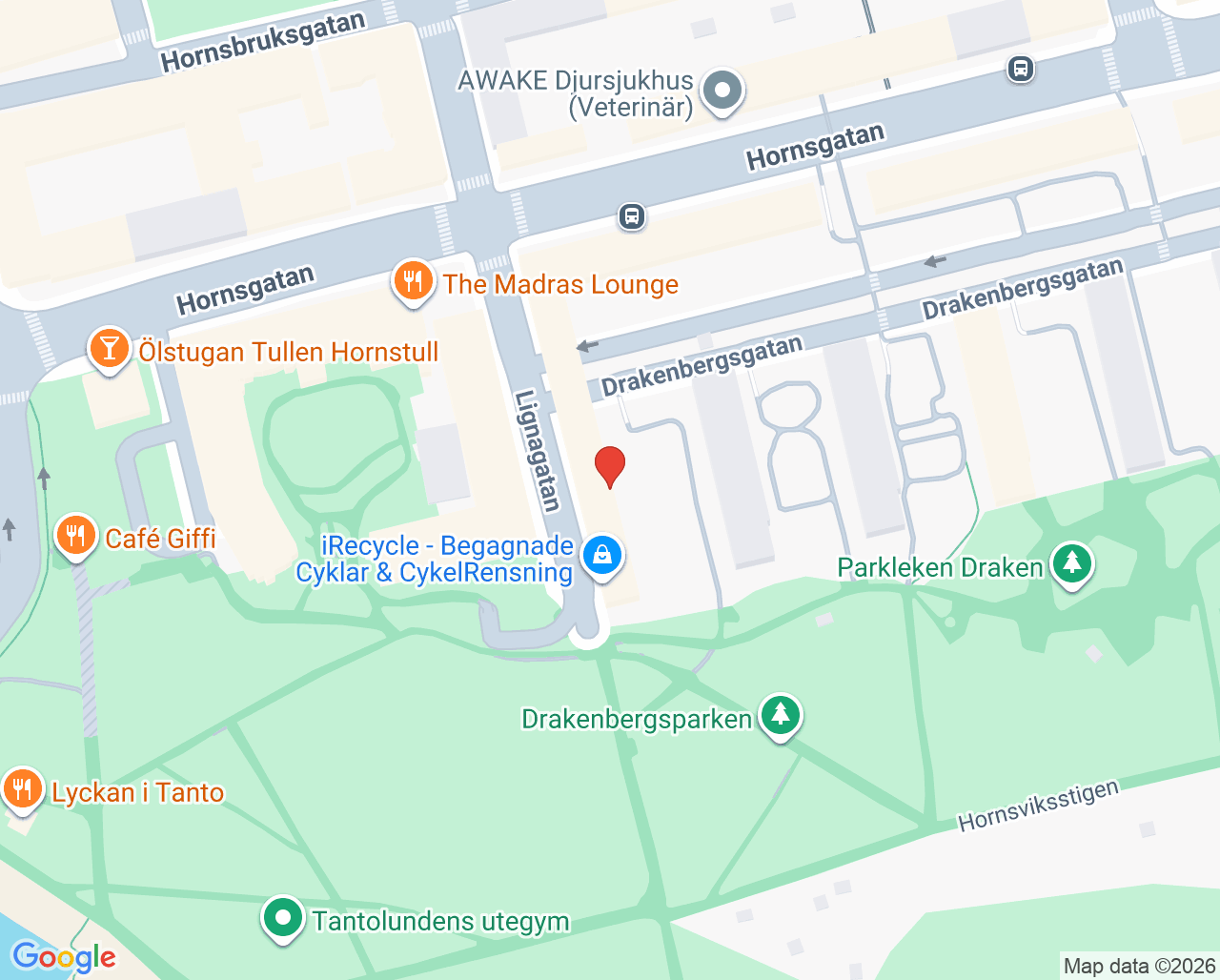 Karta till Psykoterapi- och psykologmottagningen på Södermalm, Binnie Kristal-Andersson