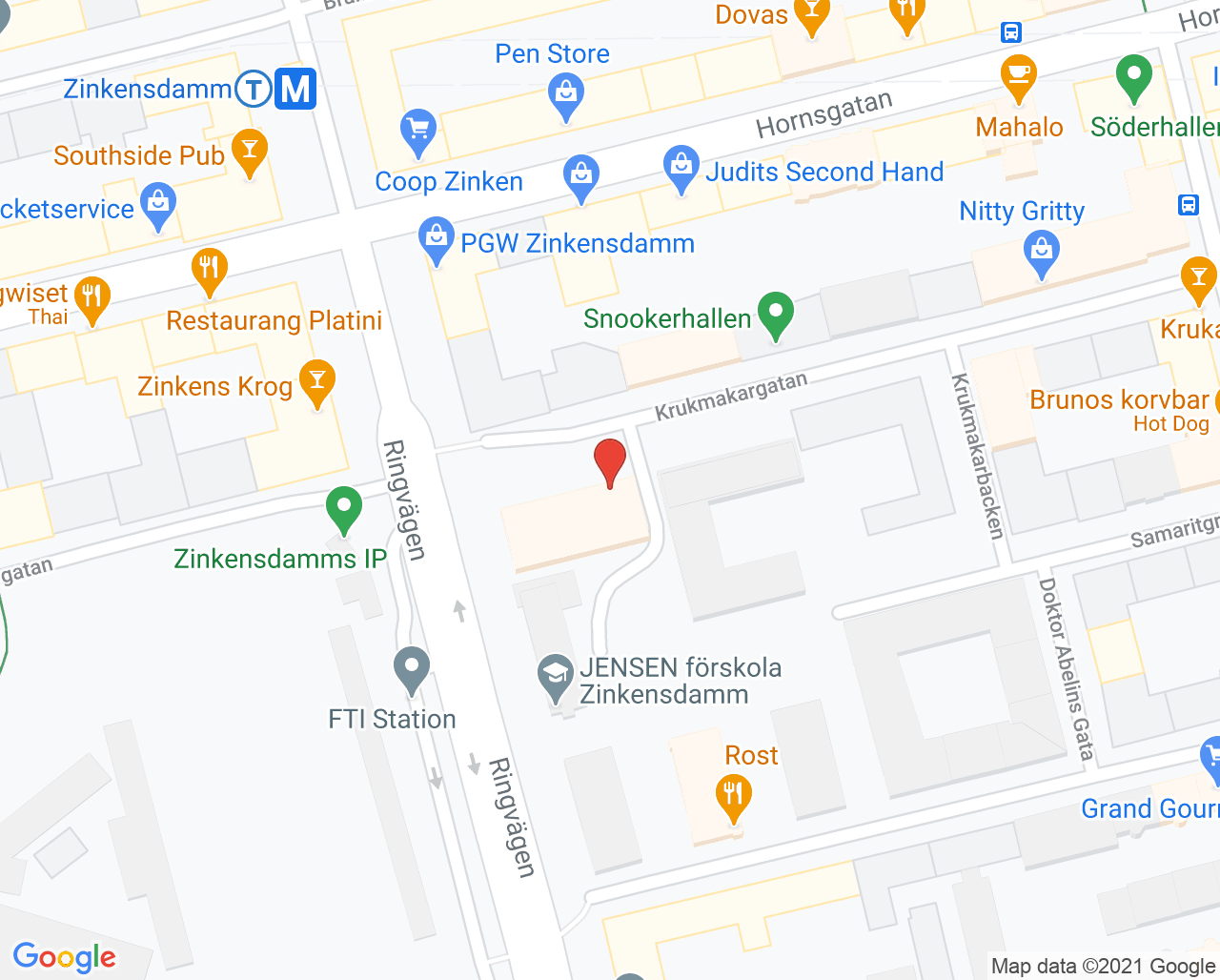 Karta till Malinamottagningen Capio Alva på Södermalm
