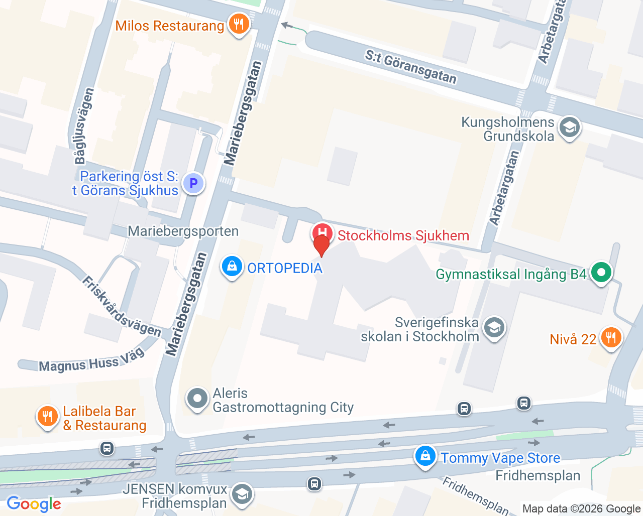 Karta till ASIH Stockholms Sjukhem område 5, Stiftelsen Stockholms Sjukhem