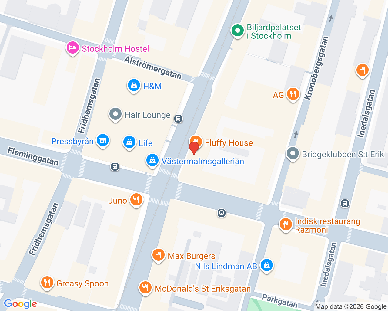 Karta till Ögonlasern i Stockholm, Norrmalm