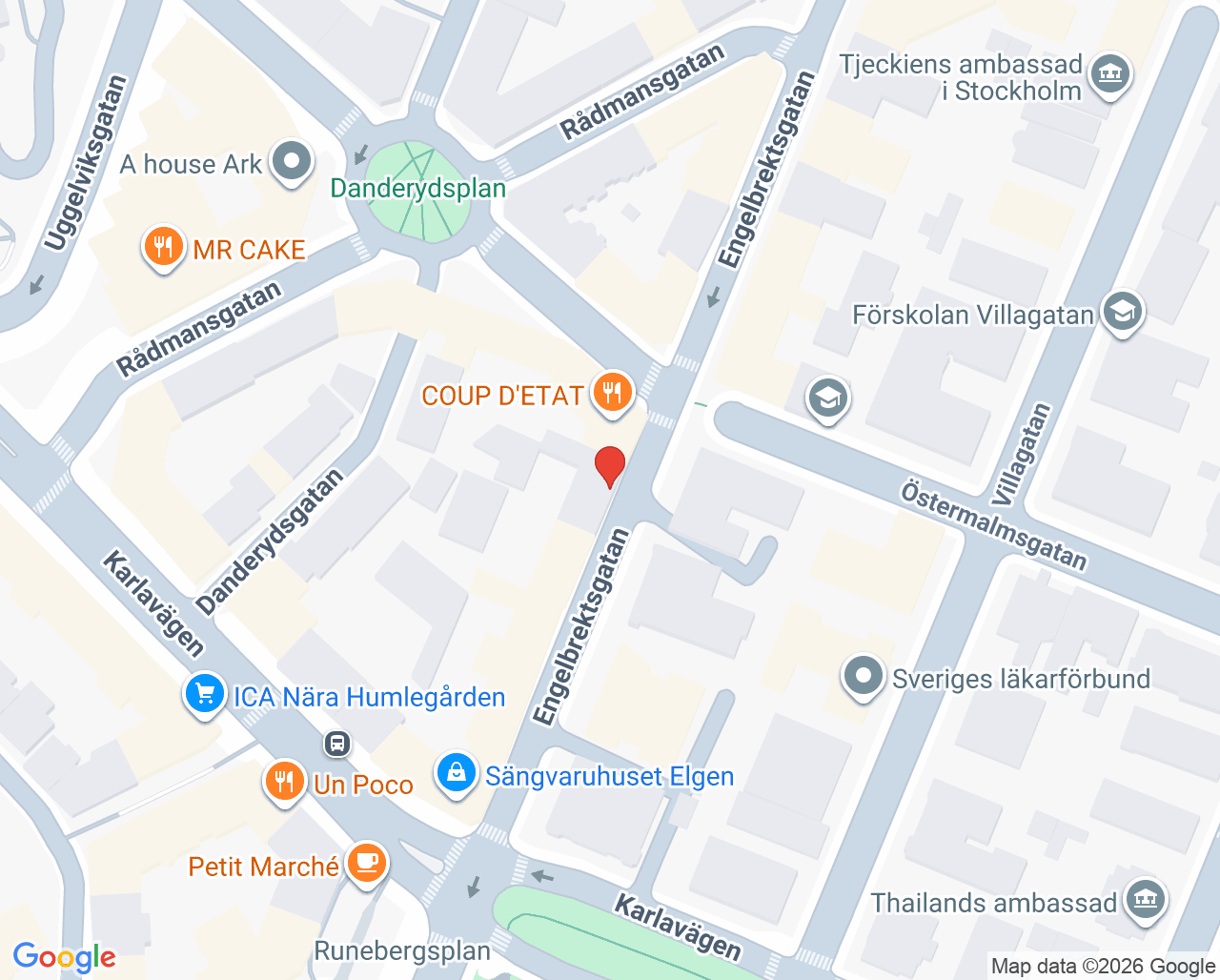 Karta till Humlegården Psykologi