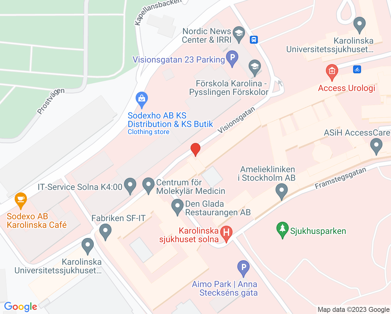 Karta till Hälsa Hemma BVC, Solna