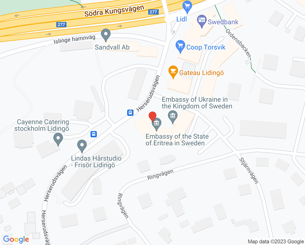 Karta till Eartech Lidingö Hörselklinik