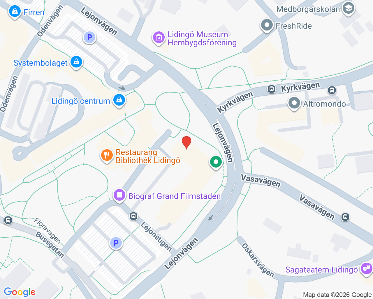 Karta till Vården i Centrum, Lidingö