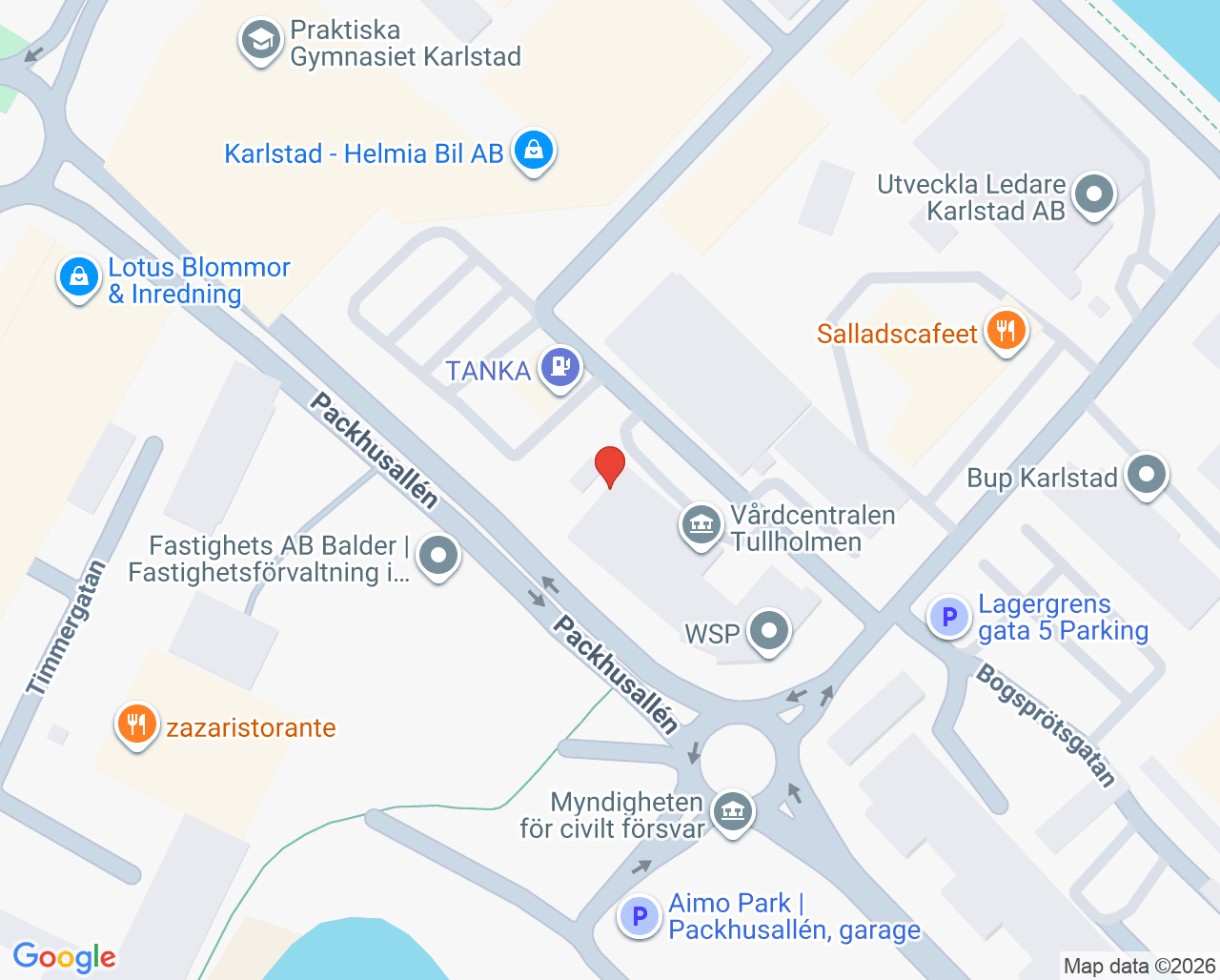 Karta till Vårdcentralen Tullholmen Karlstad