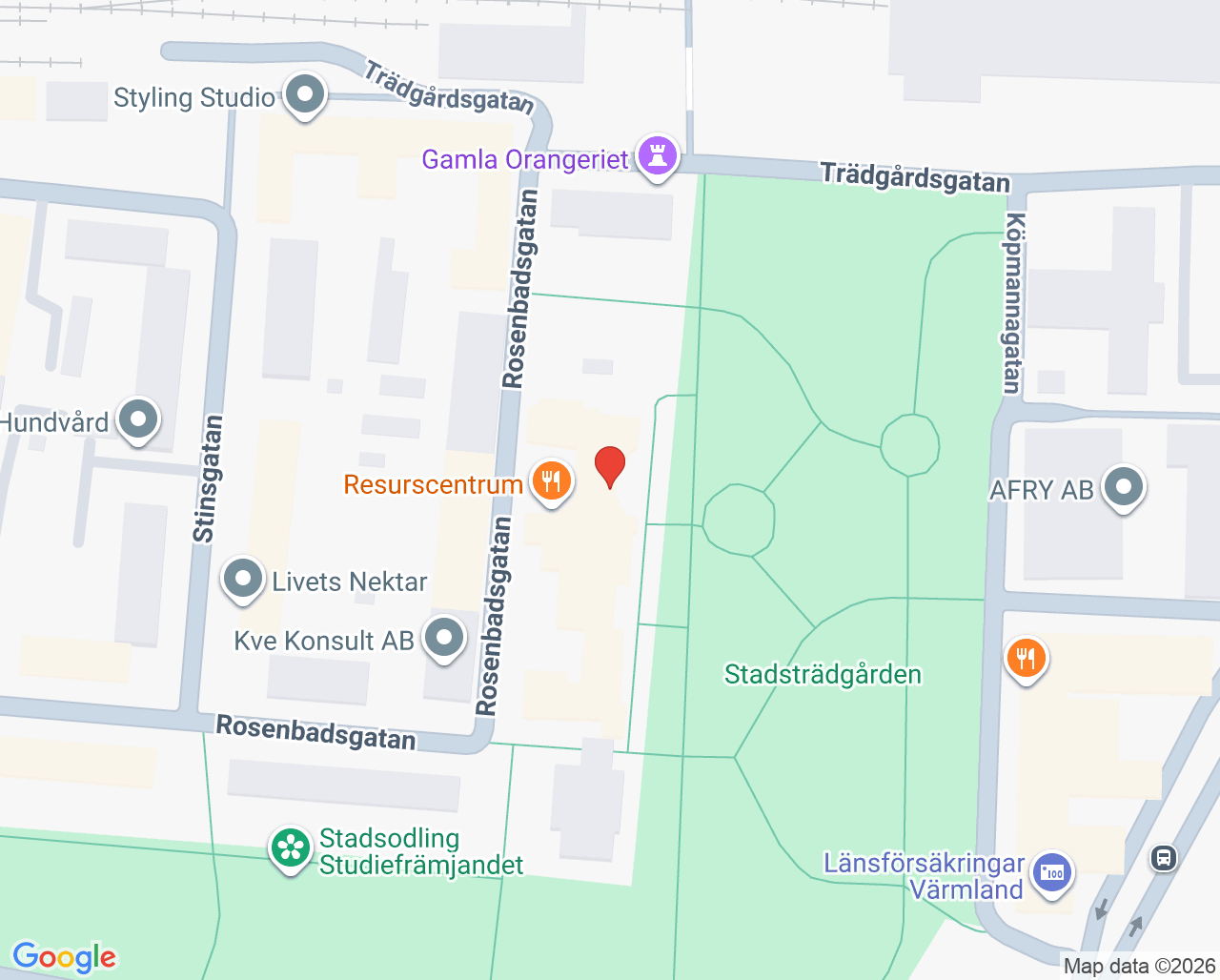 Karta till Äldrevårdcentral Karlstad