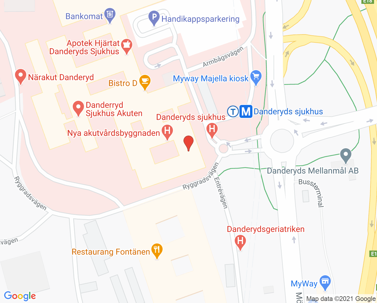 Karta till Akutmottagning, Danderyds sjukhus