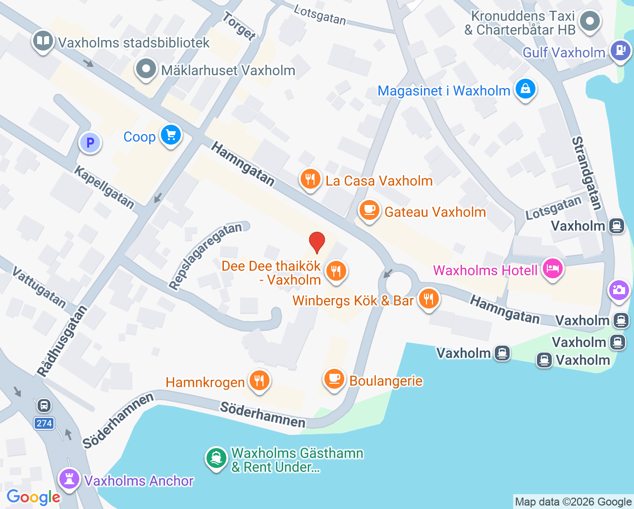 Karta till Synsam Vaxholm