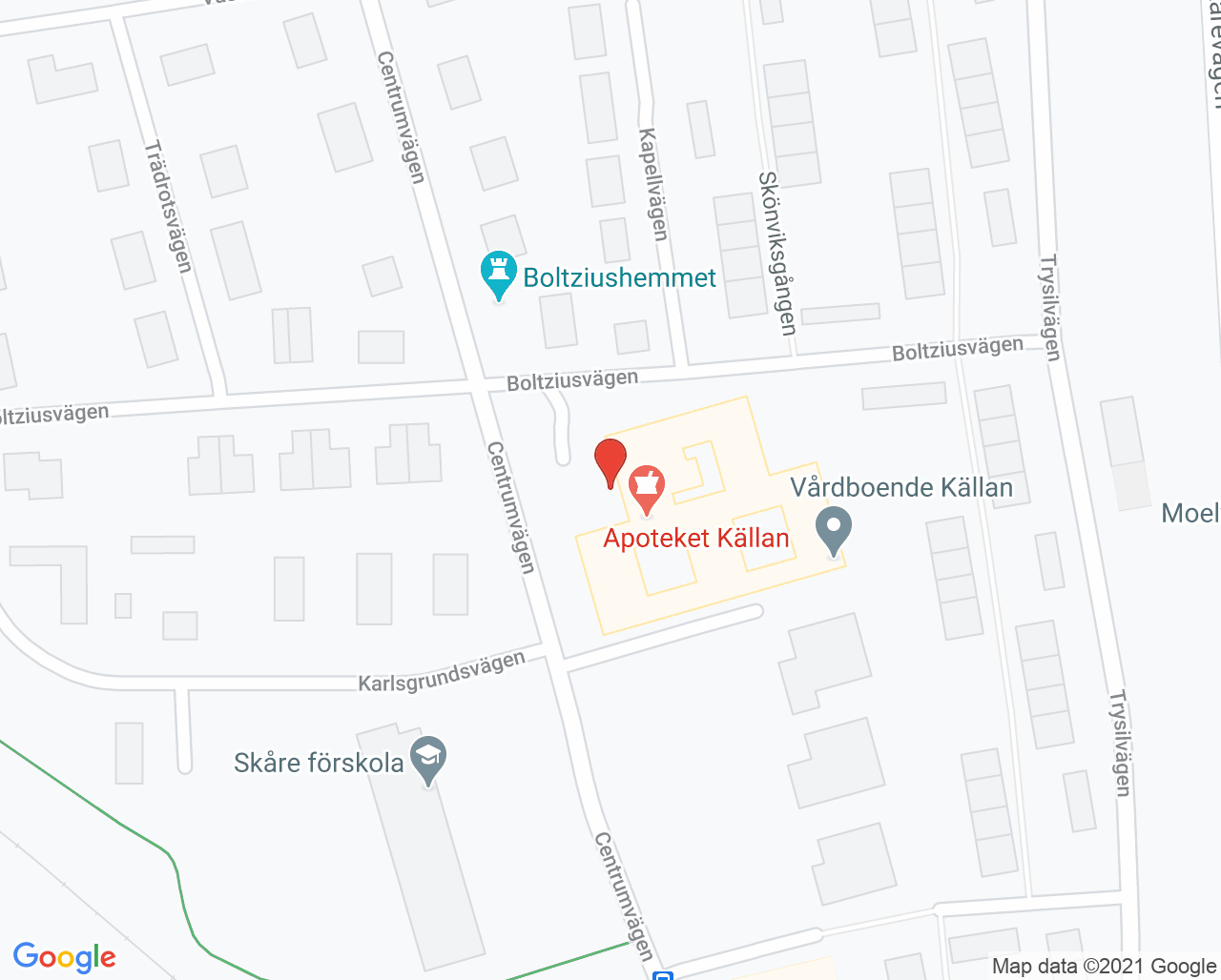 Karta till Vårdcentralen Skåre Karlstad