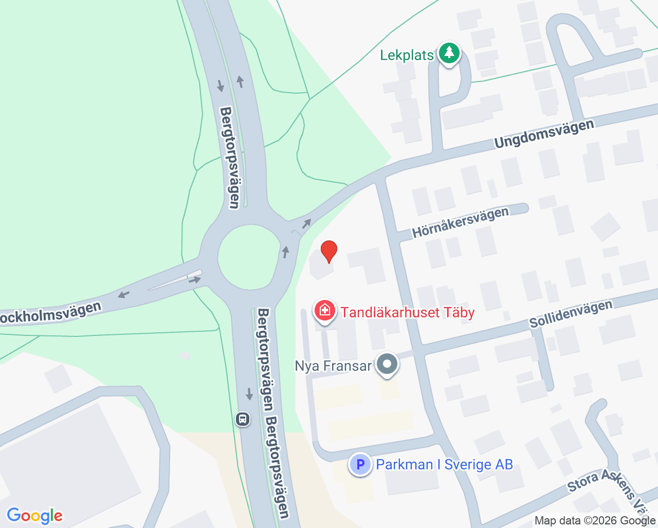 Karta till Sollidens Tandläkare Anna Fridman, Täby